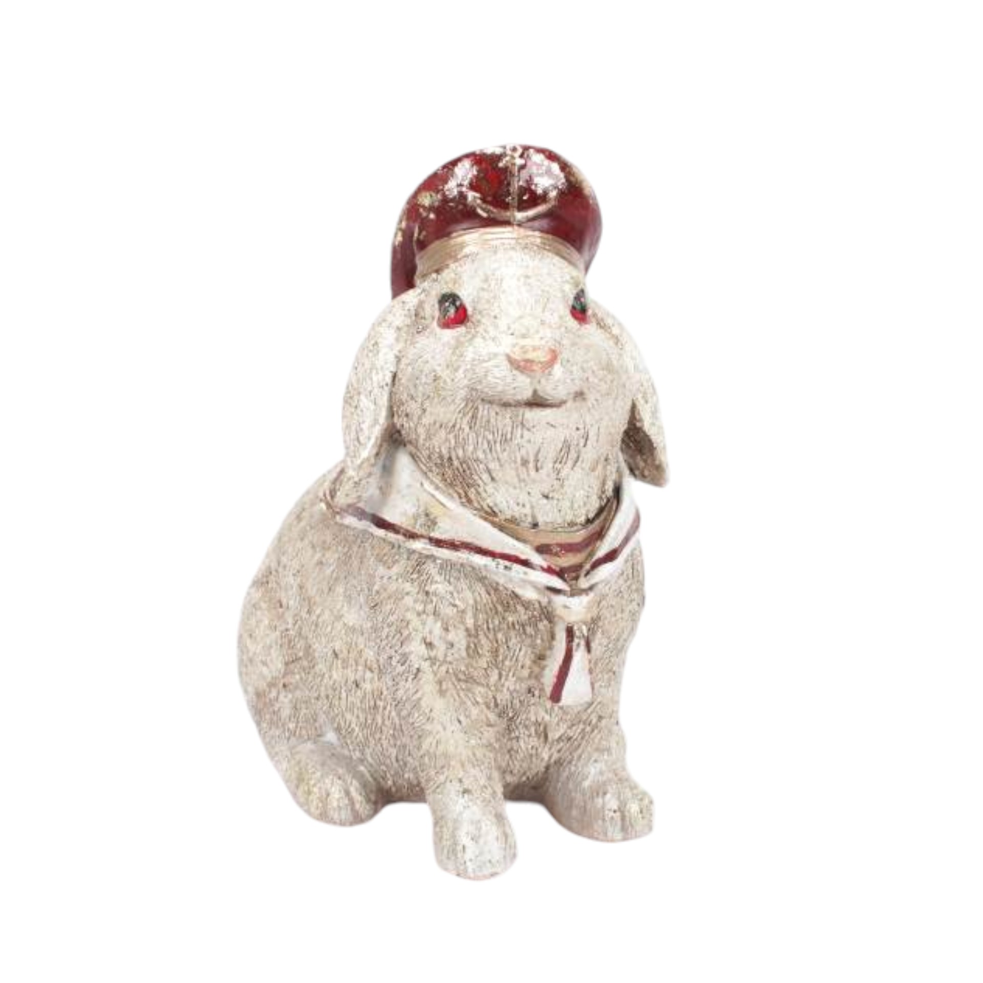 Darstellung von sitzender Hase mit Mütze und Schal