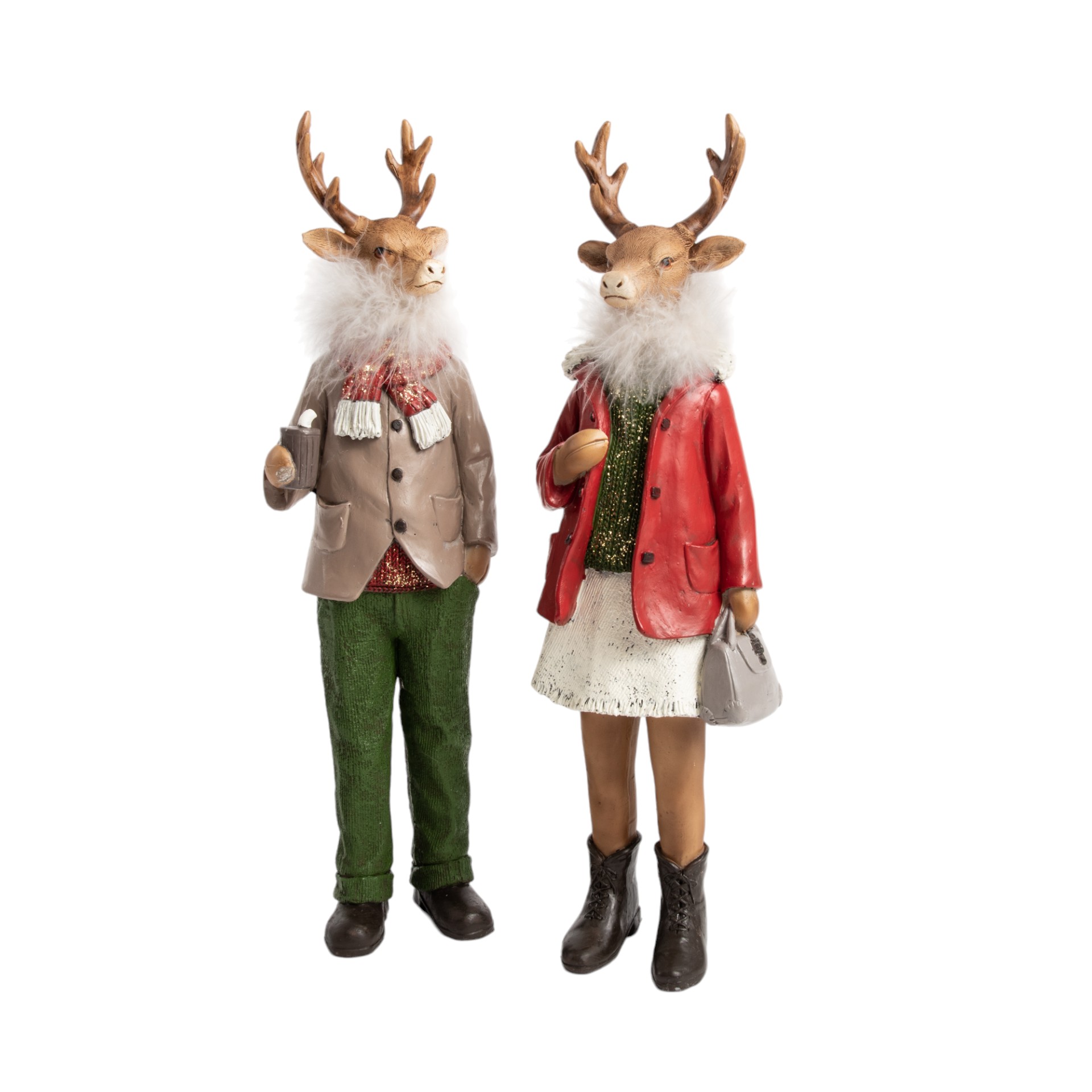 Darstellung von Hirsch gr. m/ w mit Schal sort.,