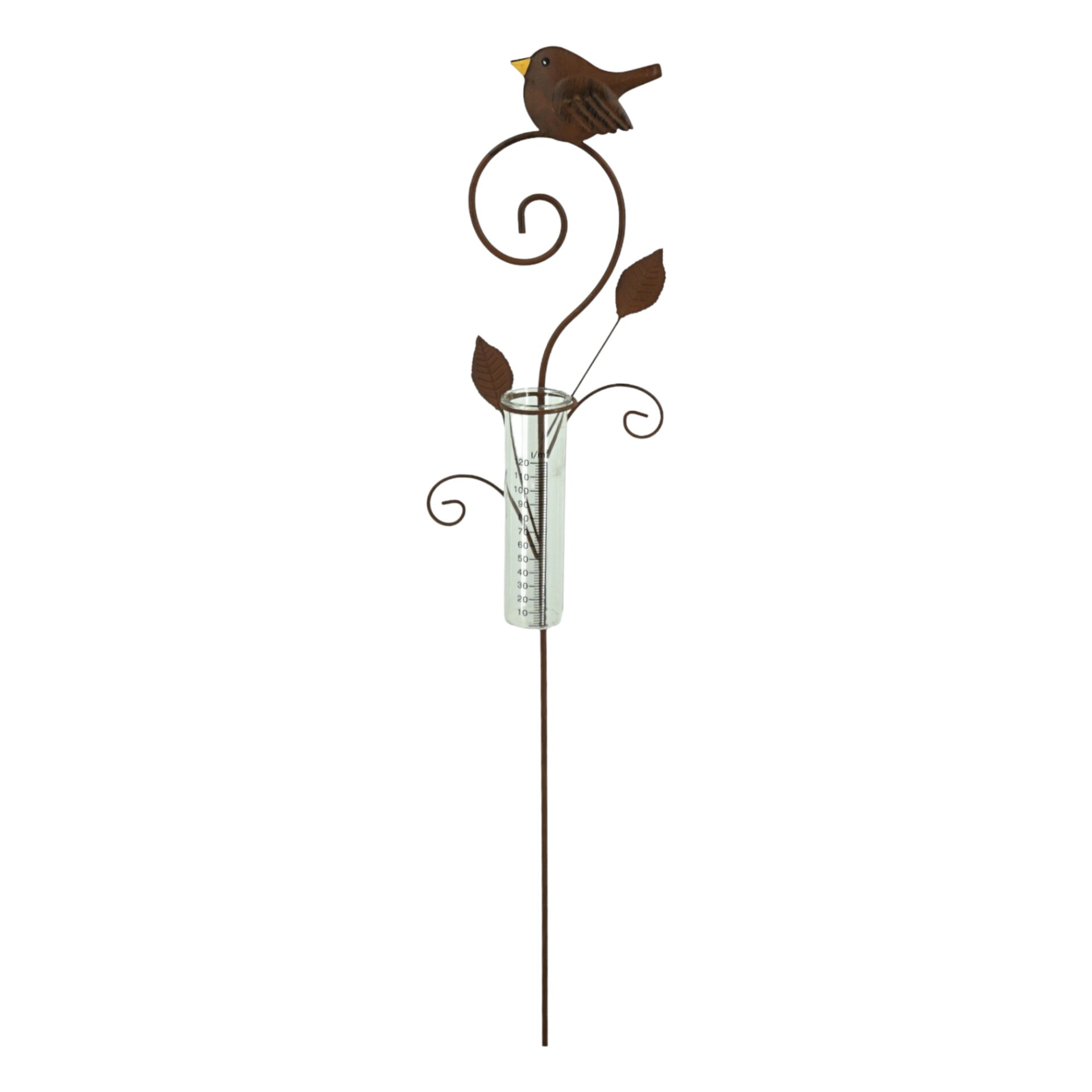 Darstellung von Regenmesser Vogel und Blätter, inkl. Glas