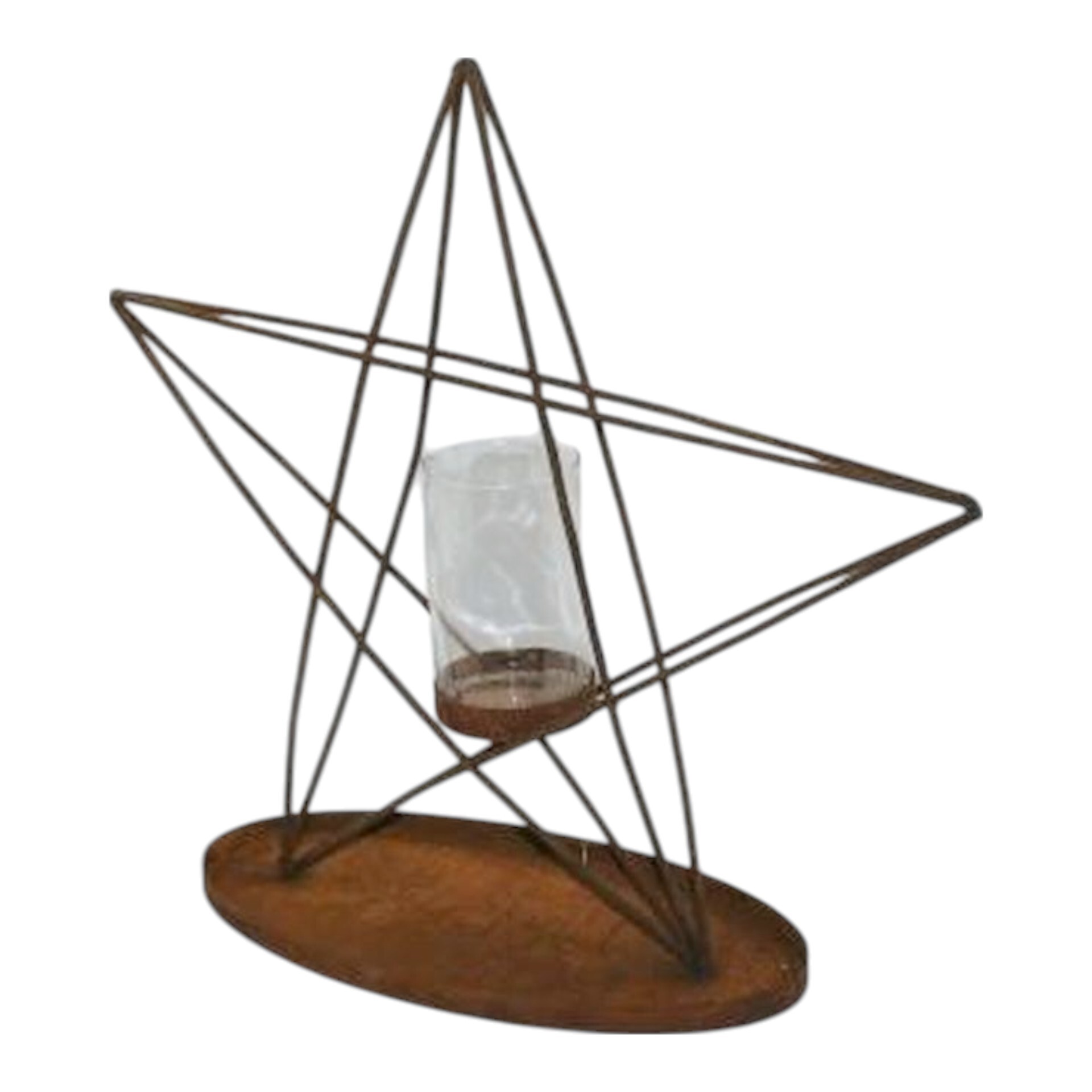 Darstellung von ovaler Teller 37348  mit Drahtstern inkl. Glas klein rost