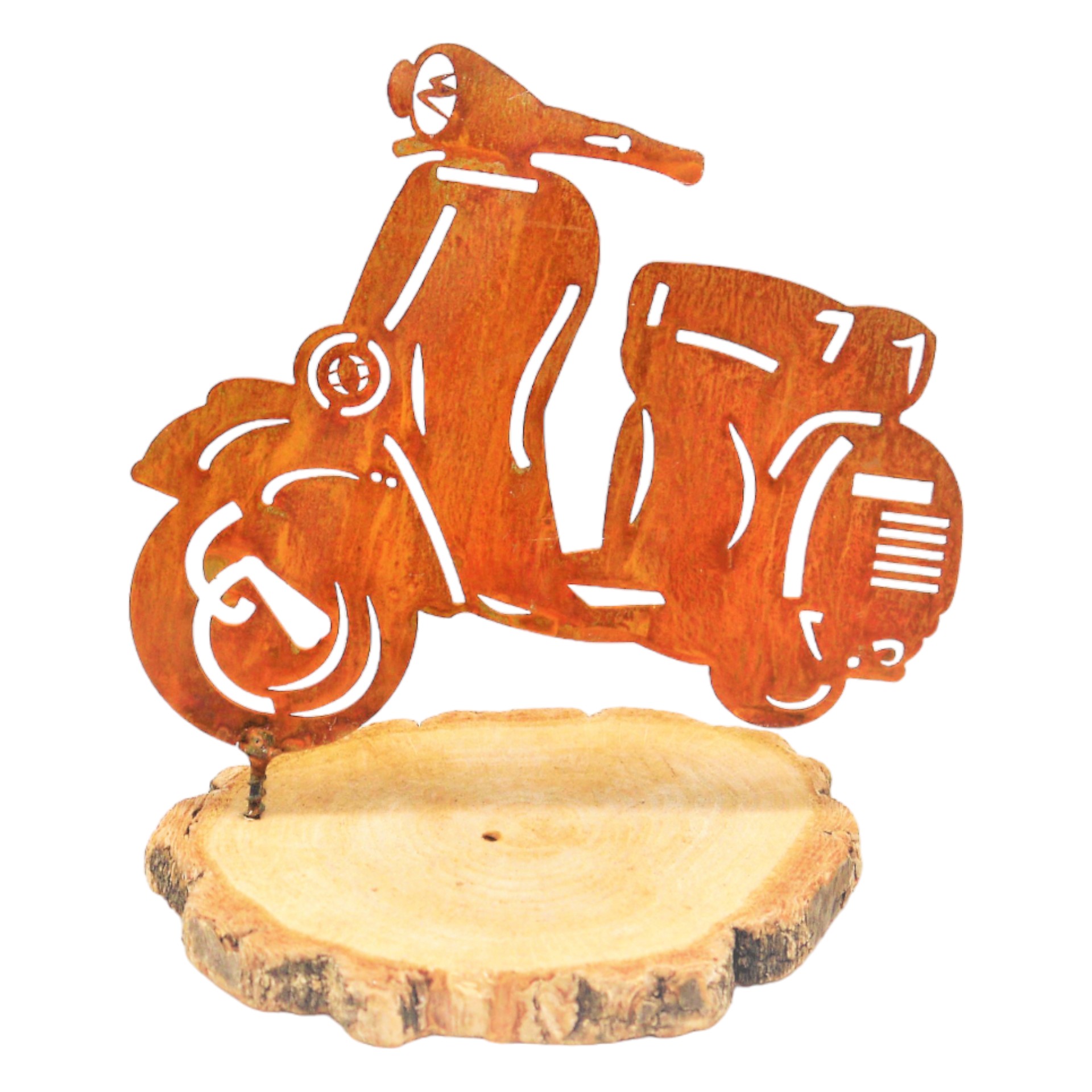 Darstellung von Motorrad mit Dorn rost, 14x12,3/ 14,8 cm
