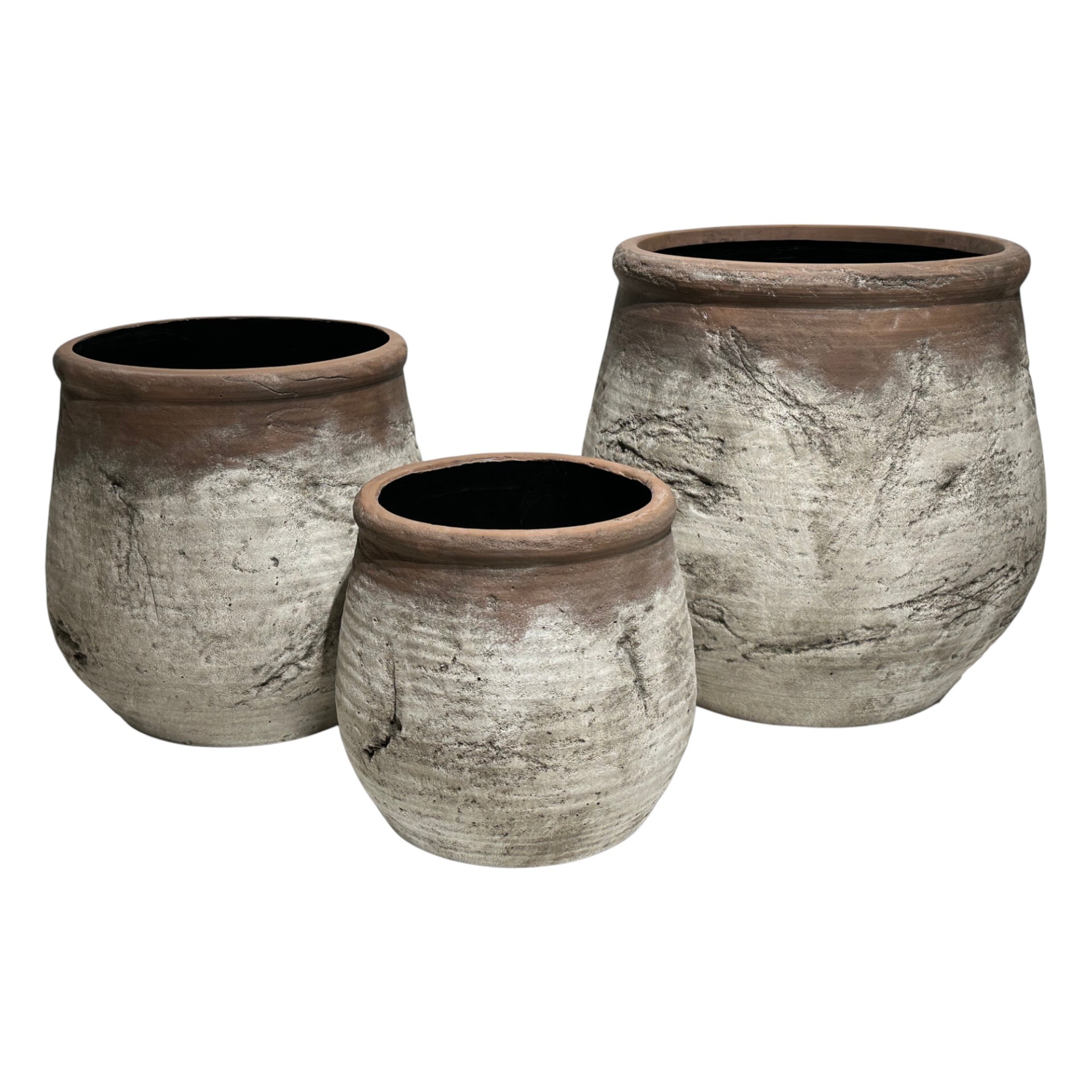 Darstellung von Zementtöpfe 2tlg. brown mamba bauchig