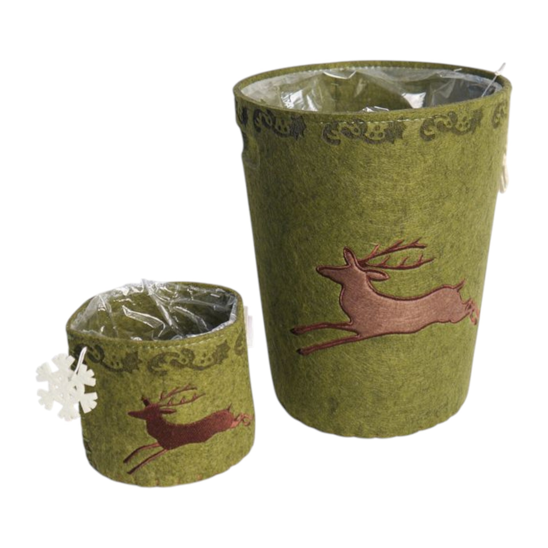 Darstellung von rundes Filzkörbchen m.Hirsch u.Flocke