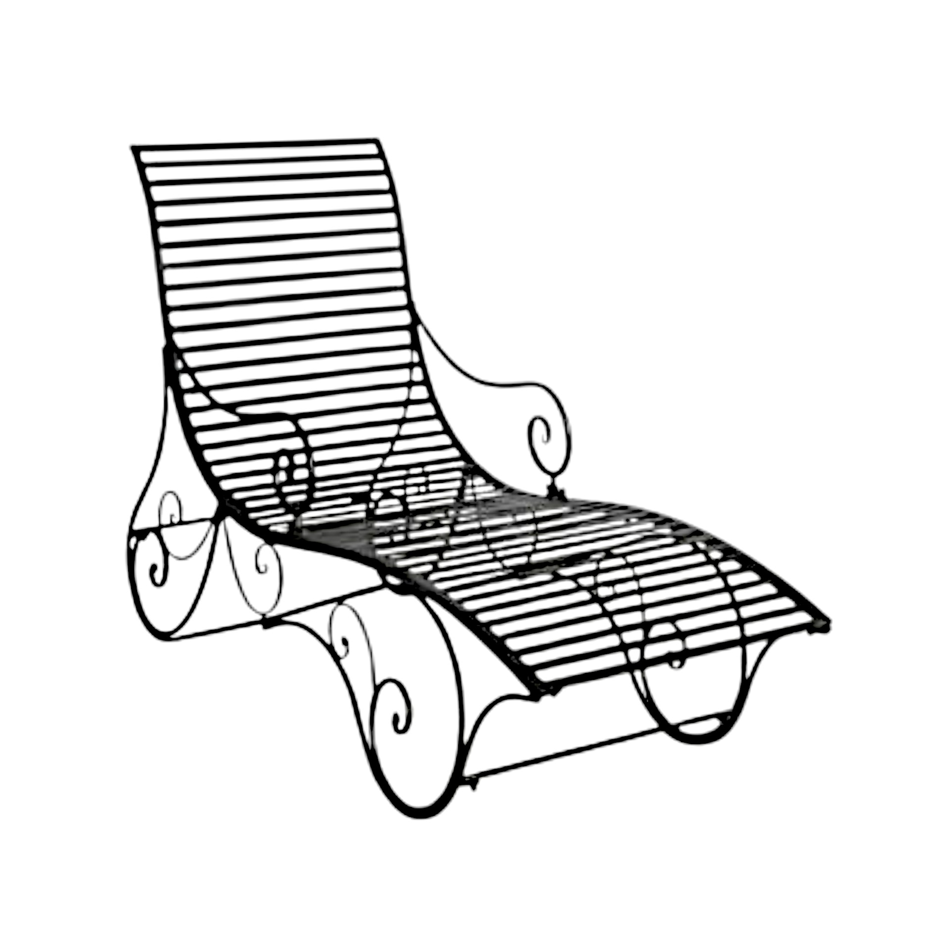 Darstellung von Metallliege mit Lehne geschwungen