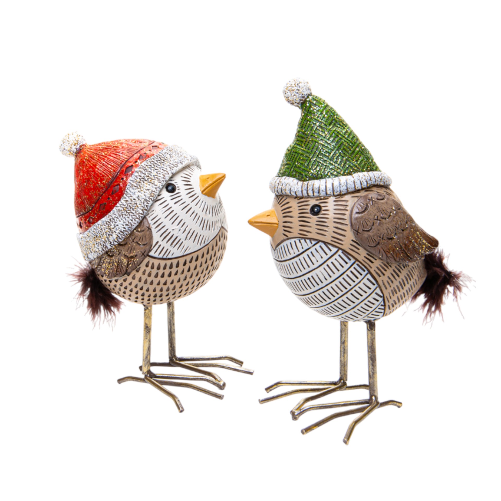 Darstellung von stehender Vogel mit Mütze rot/ grün sortiert