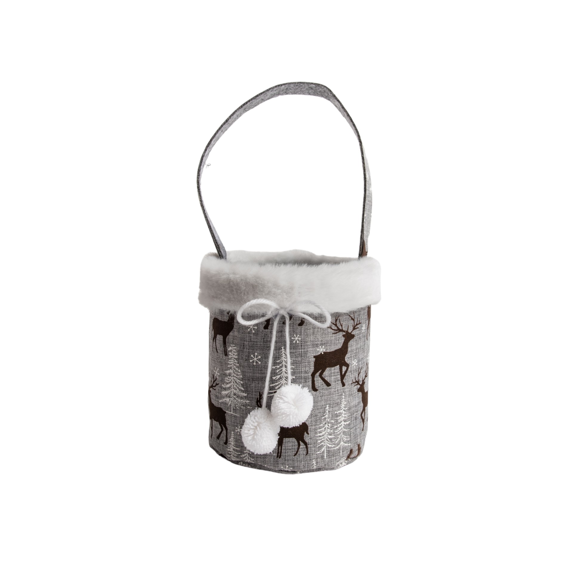 Darstellung von Tasche rund grau Snowball Hirsche 1 Henkel