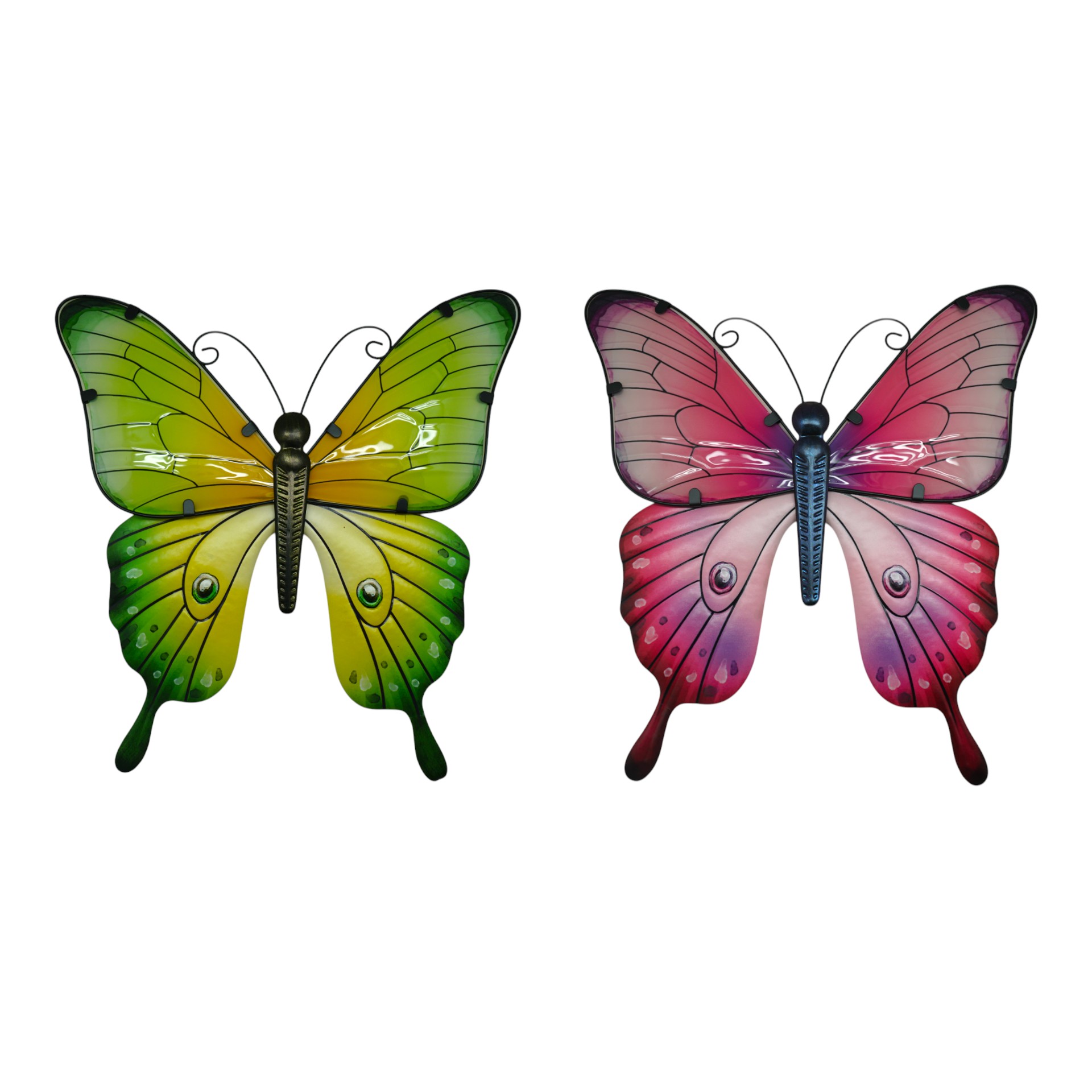 Darstellung von Mehrfarbiger Schmetterling Glas 2-fach sort.