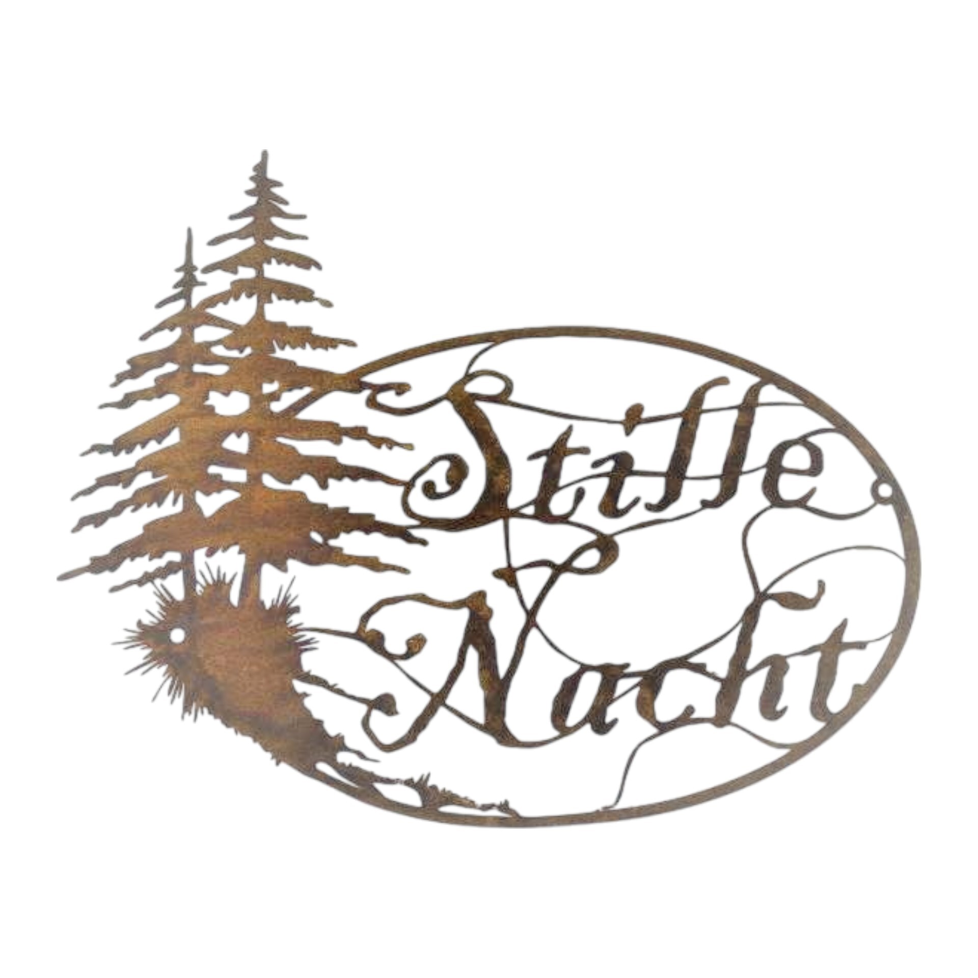 Darstellung von ovaler Kranz mit Bäume Stille Nacht 29,5x25 cm