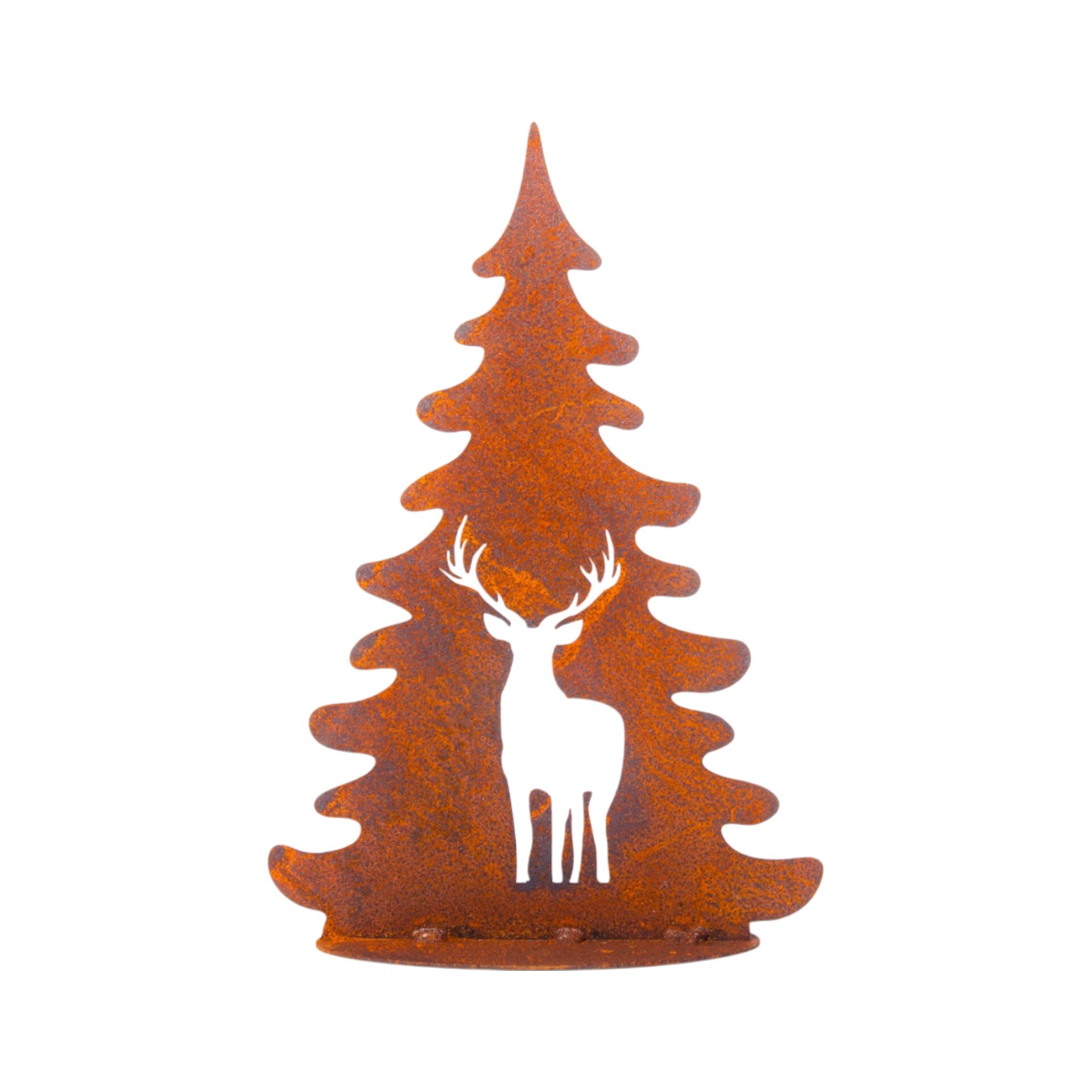 Darstellung von Baum auf Platte mit Hirsch gross