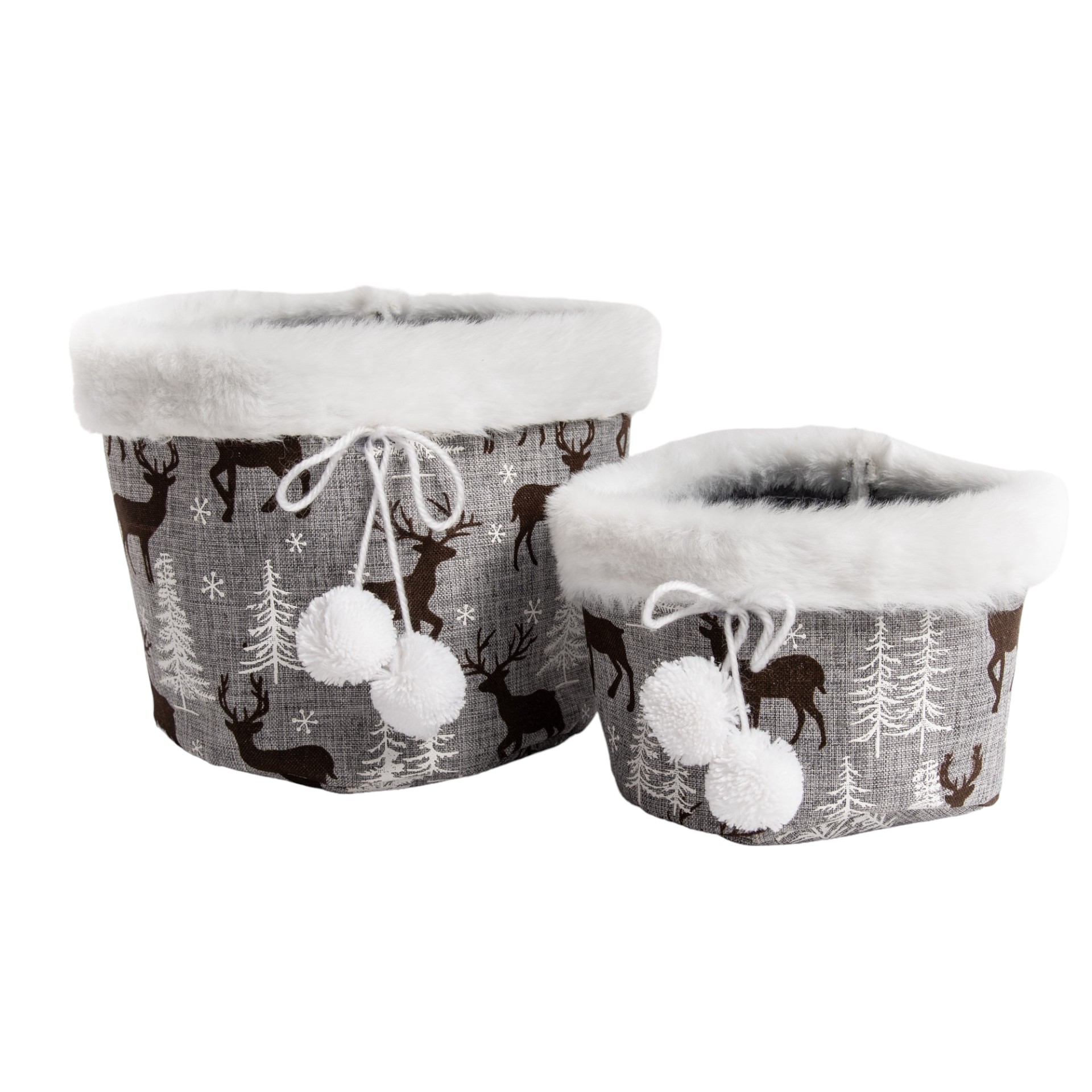 Darstellung von Tasche rund grau Snowball Hirsche ohne Henkel