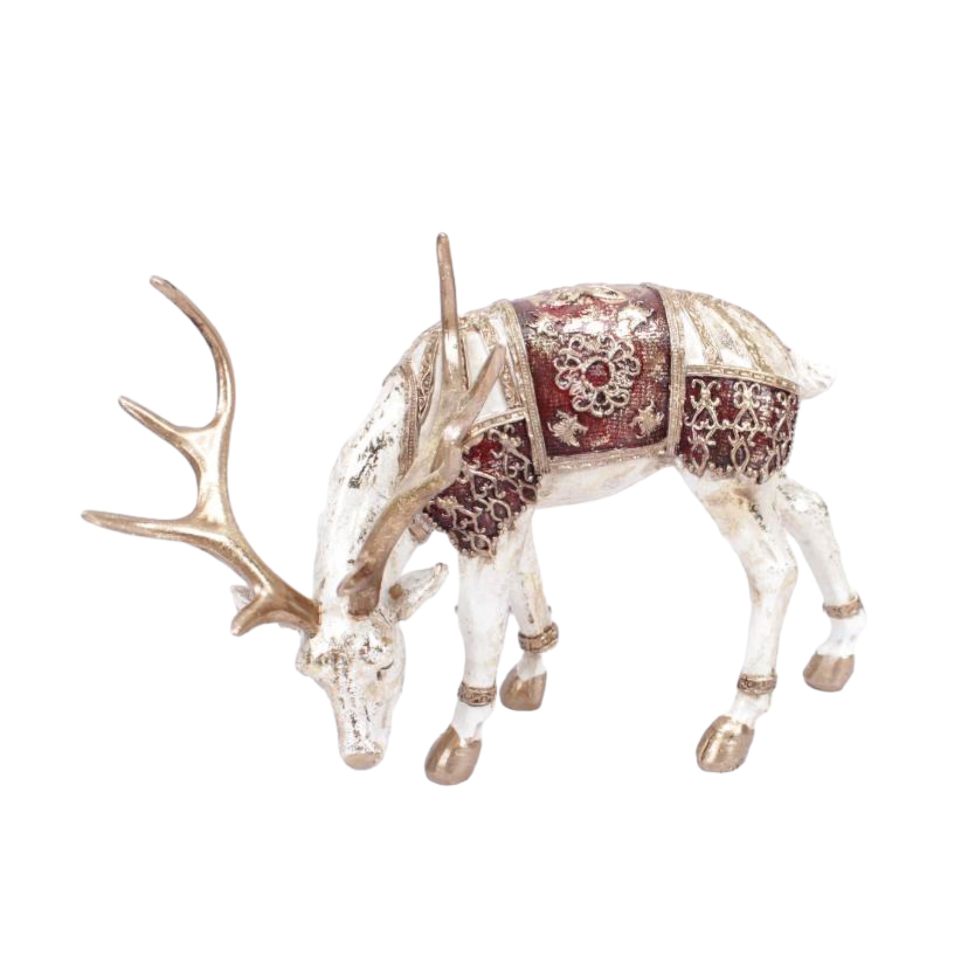 Darstellung von weidender Hirsch mit Gewand, 25,5x10x15 cm