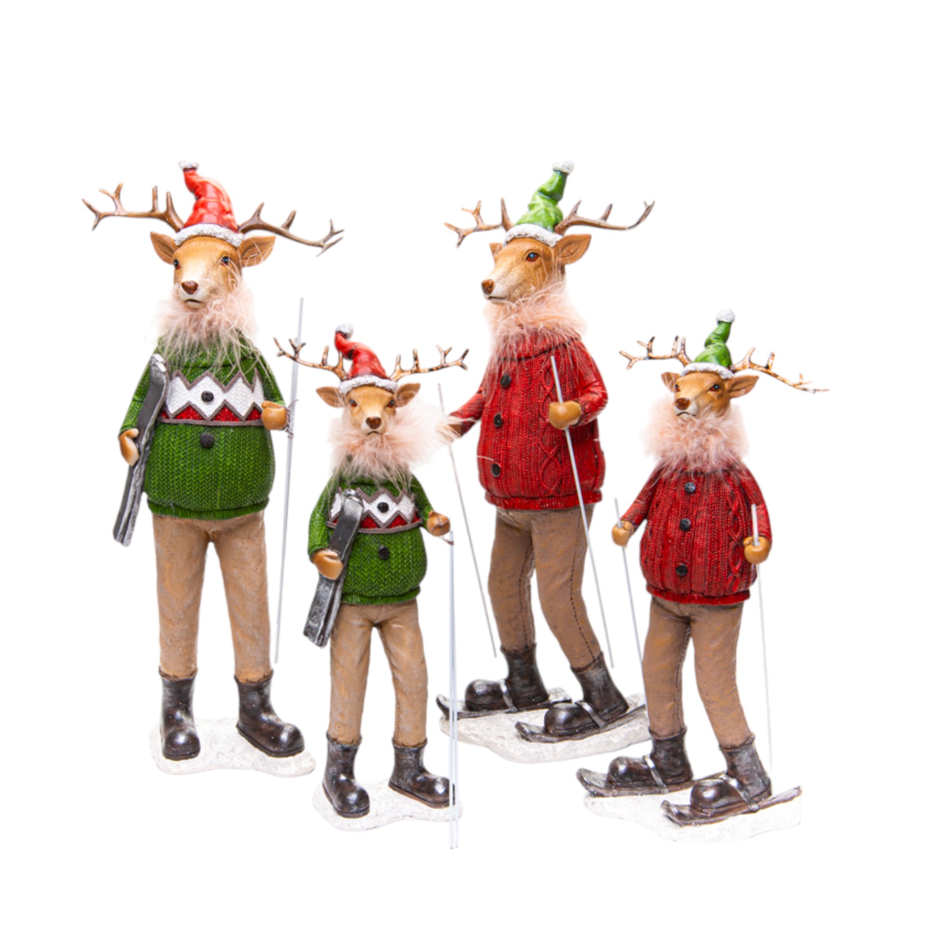 Darstellung von Skifahrer Hirsch rot/ grün sortiert gross
