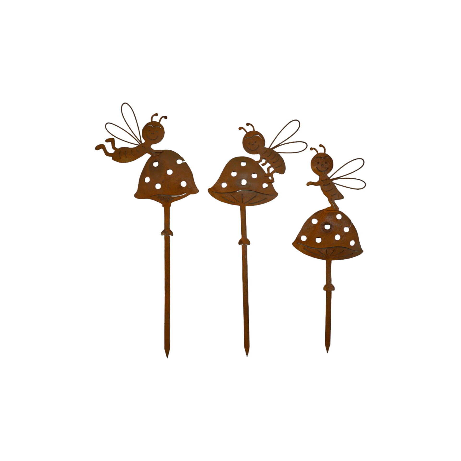 Darstellung von Bienen Pin a. Pilze kl. haltend dreifach sortiert