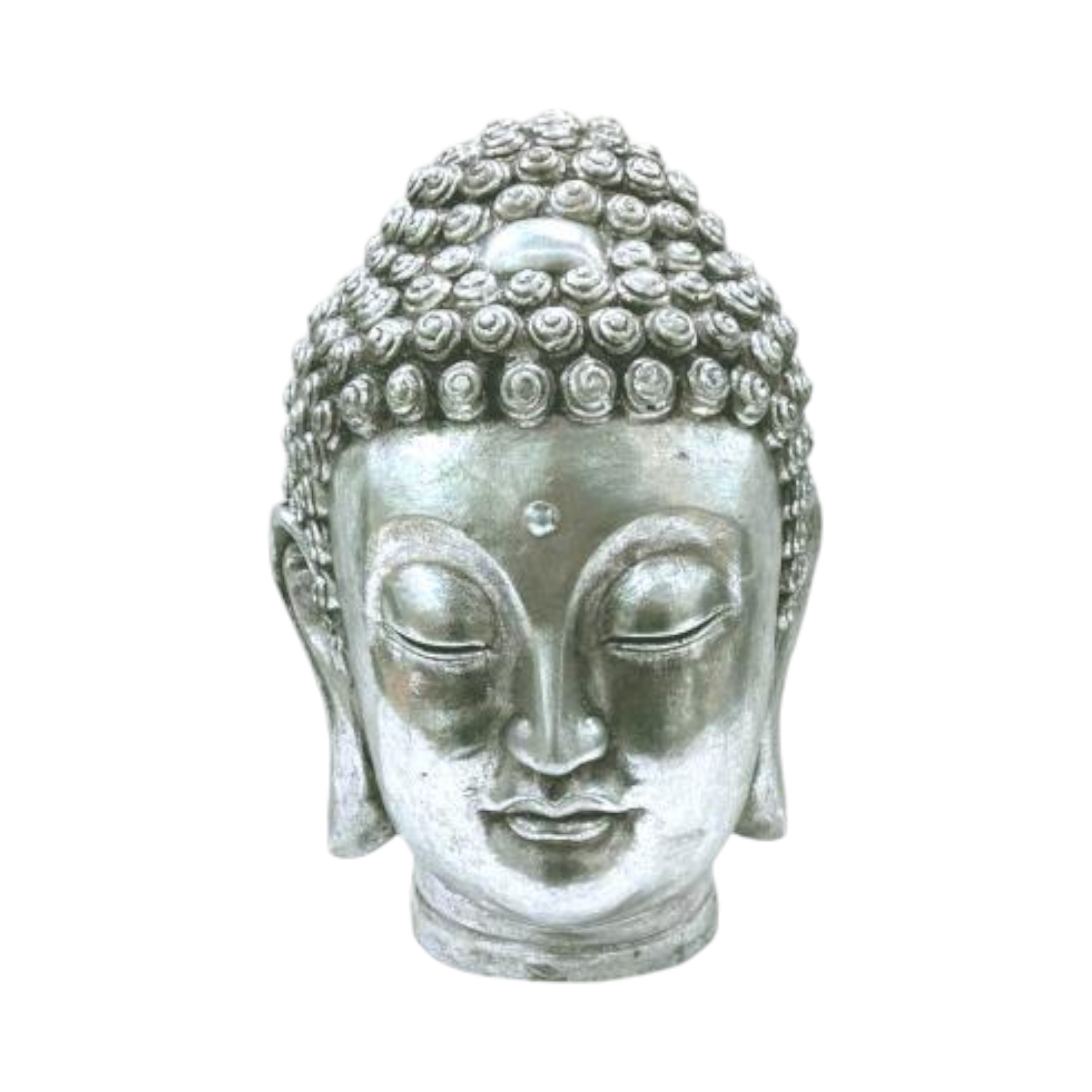 Darstellung von Buddhakopf silber 23,5x22,5, h= 34  cm