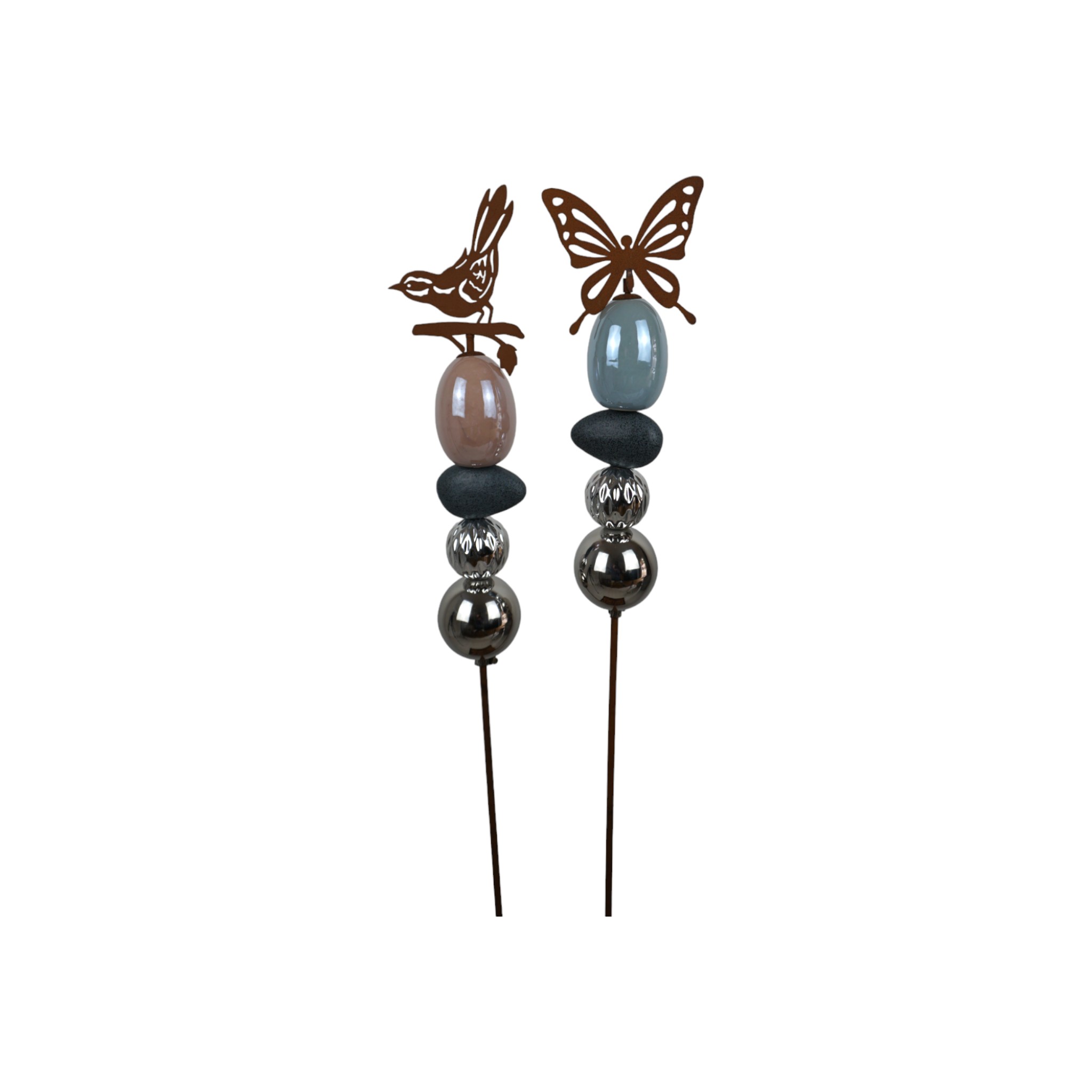 Darstellung von Gartenstecker Vogel/Falter braun, sort.