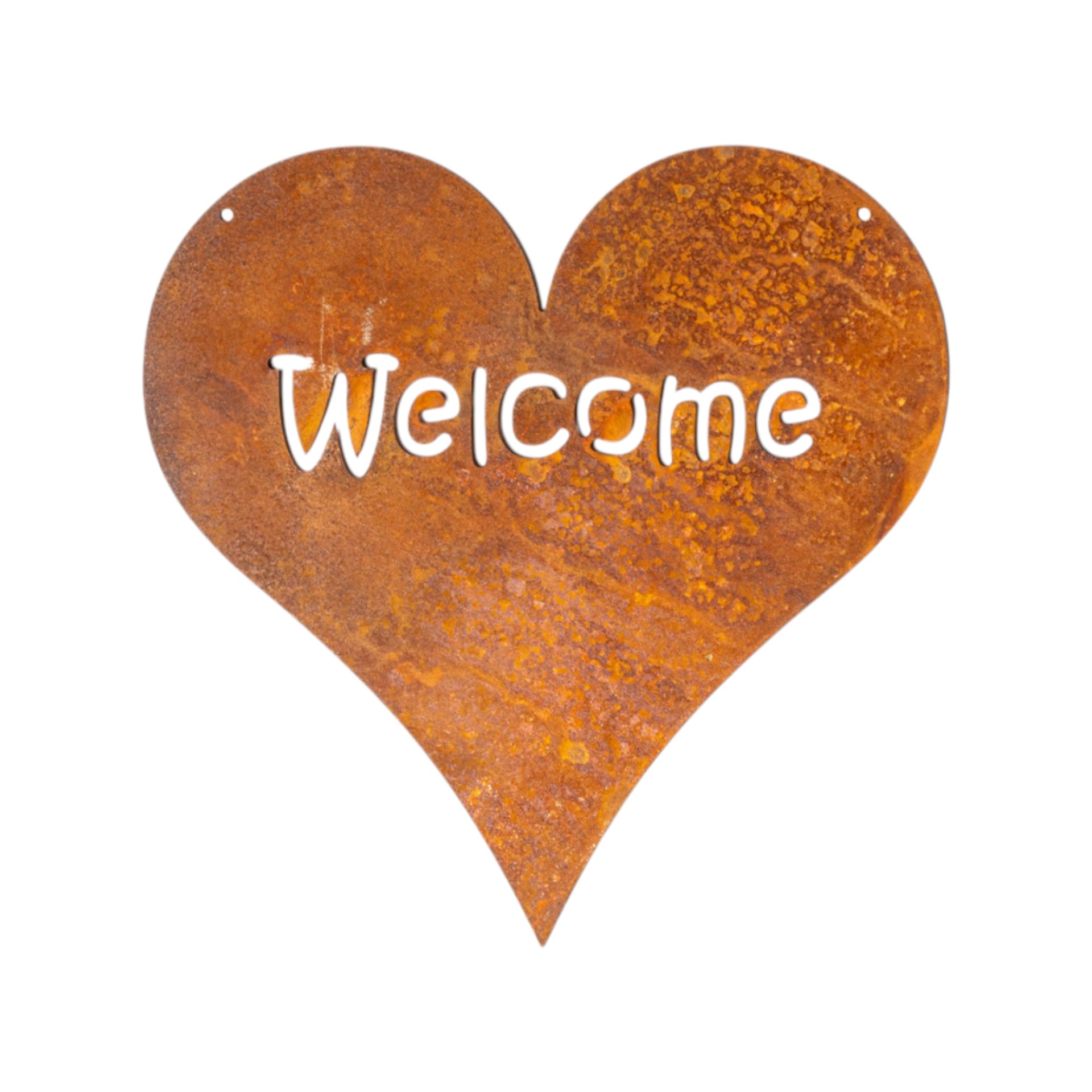 Darstellung von Herz welcome mit 2 Löcher z. Hängen