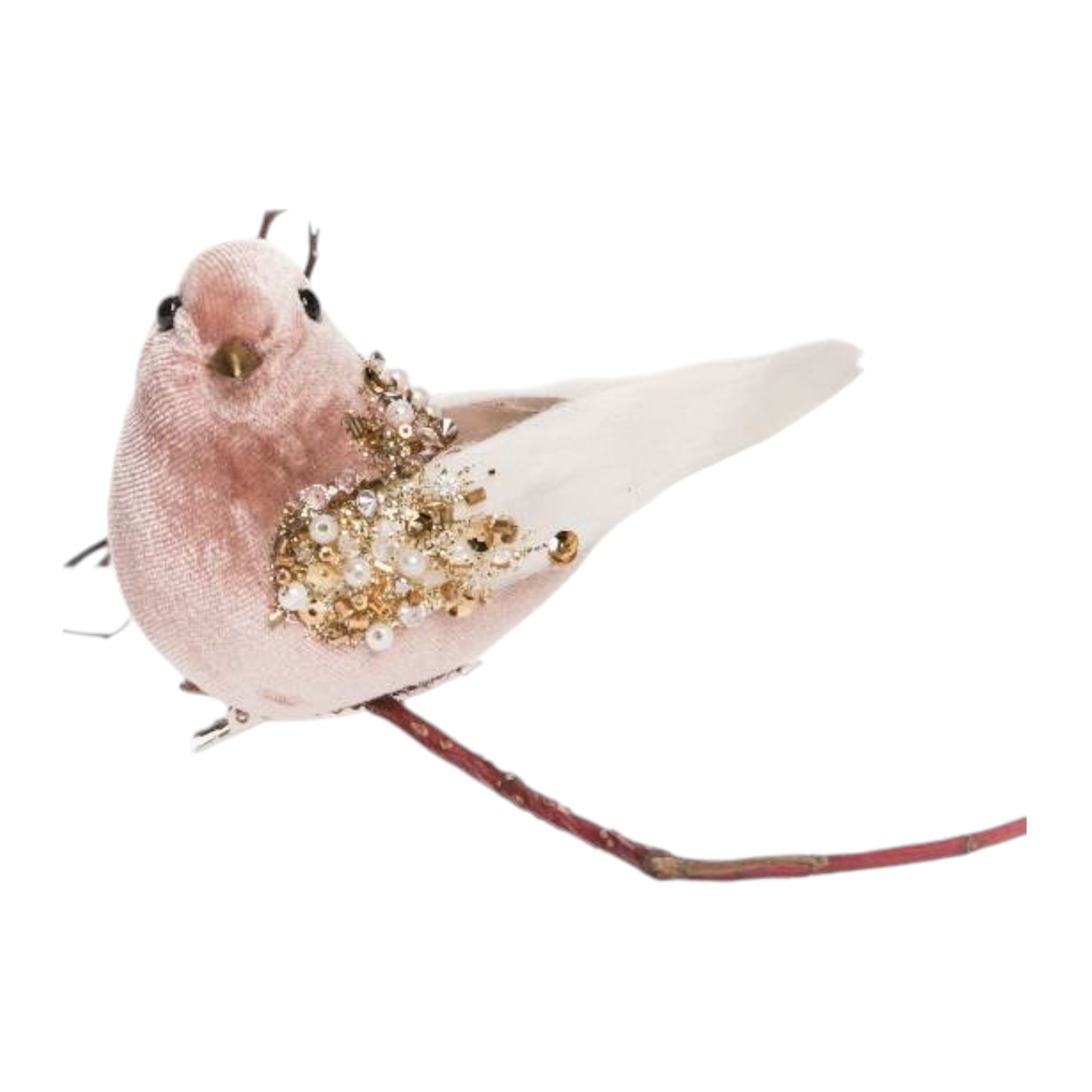 Darstellung von Samtvogerl pink Perlen m. Clip, 13x7 cm