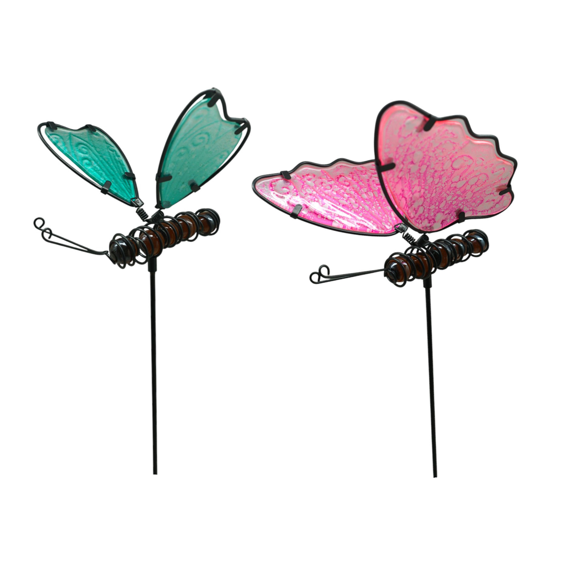 Darstellung von Libelle/Schmetterling Glas 2-fach sort.