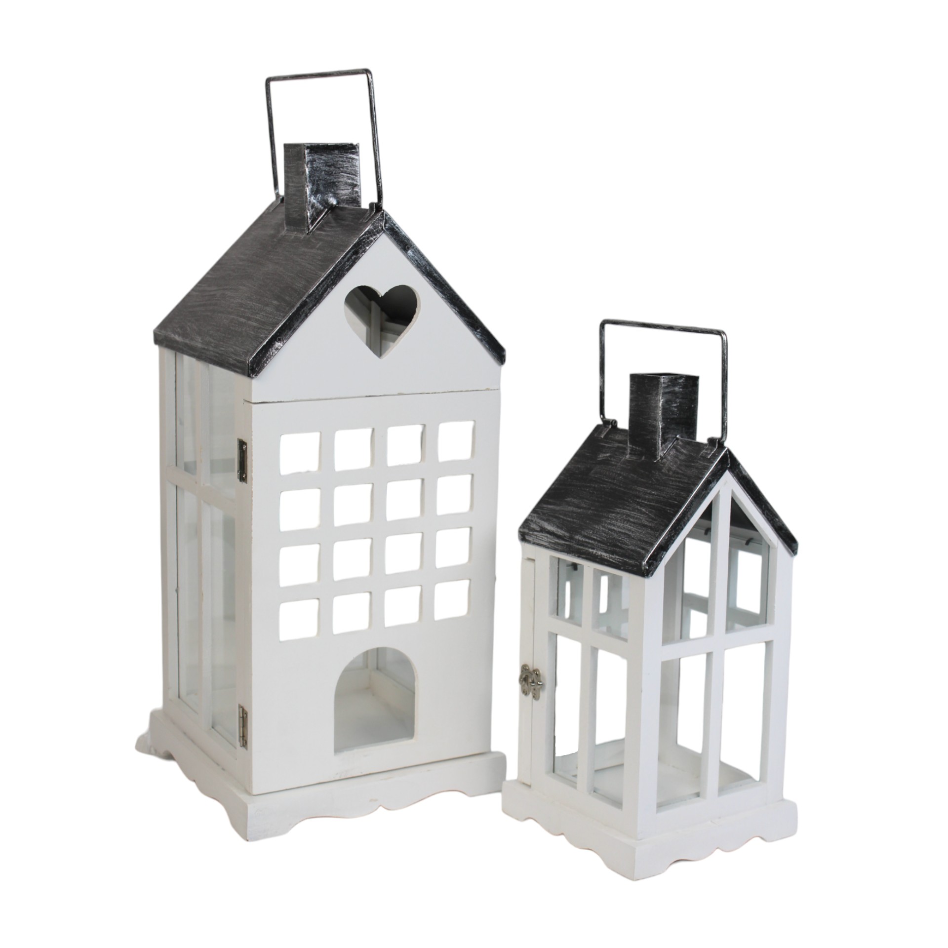 Darstellung von Holzlaternenset 2-tlg. Haus weiss