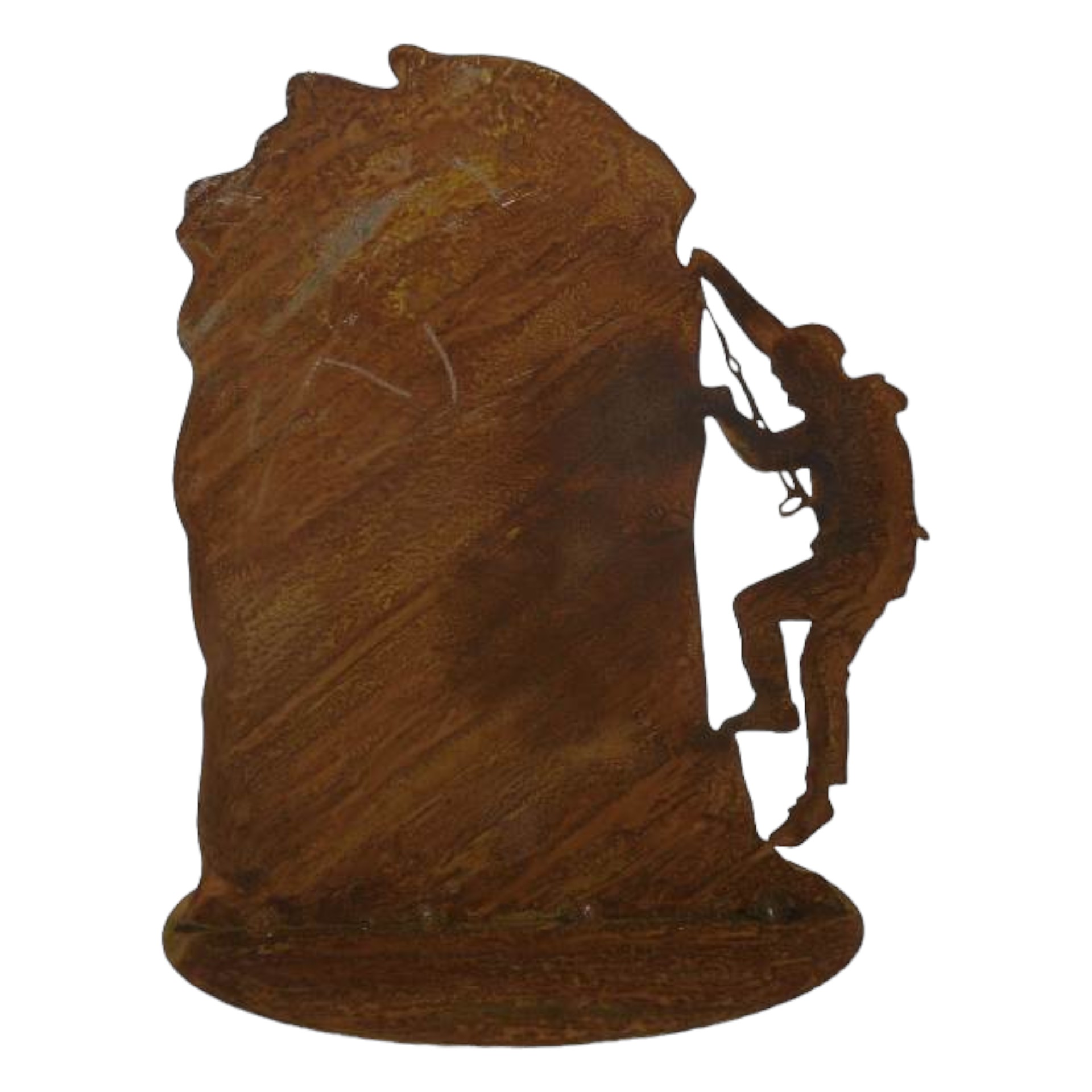 Darstellung von Bergsteiger mi. mit Felsen auf Platte, 24x30 cm