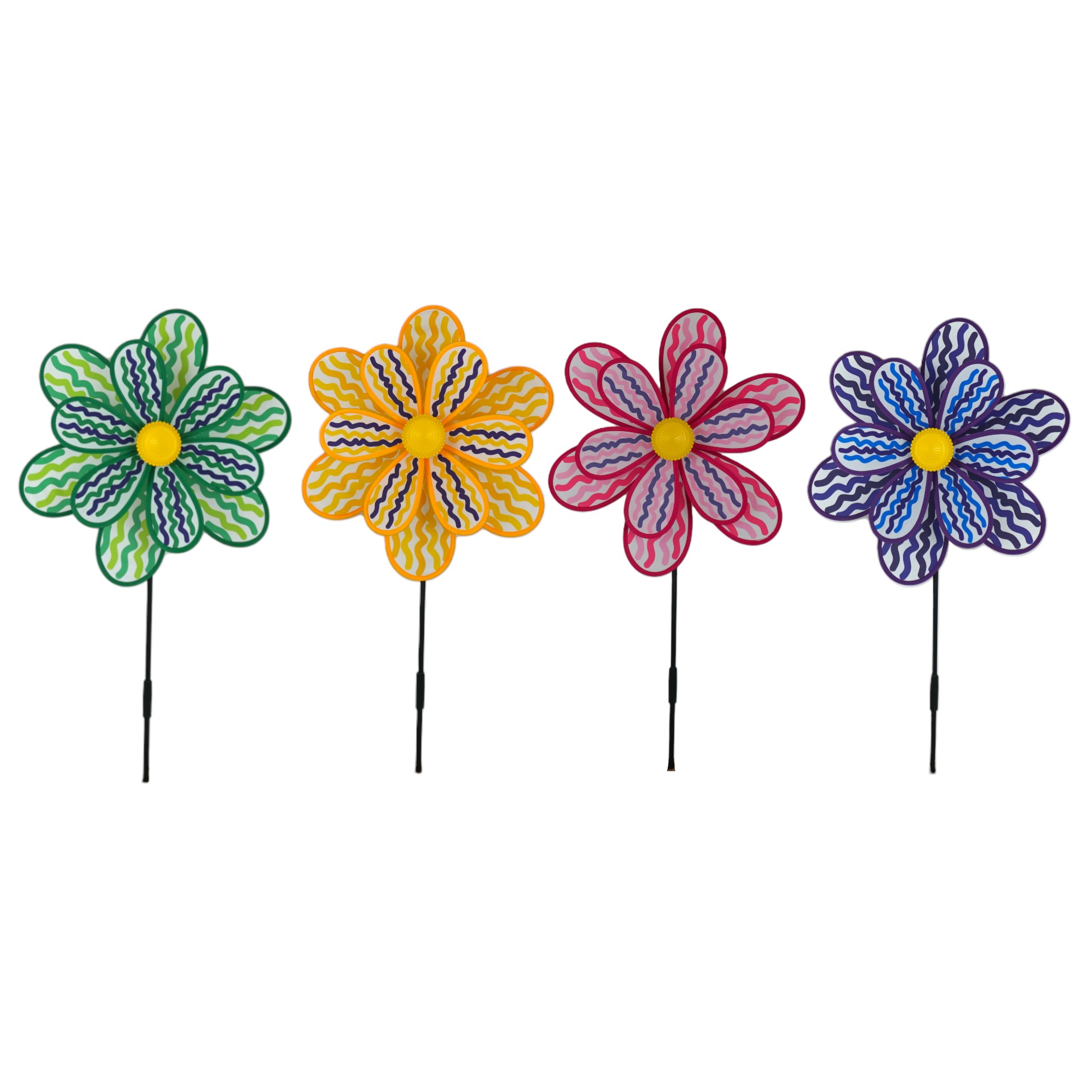 Darstellung von Blumen Propeller a. Stab mehrfärbig 4fach sortiert