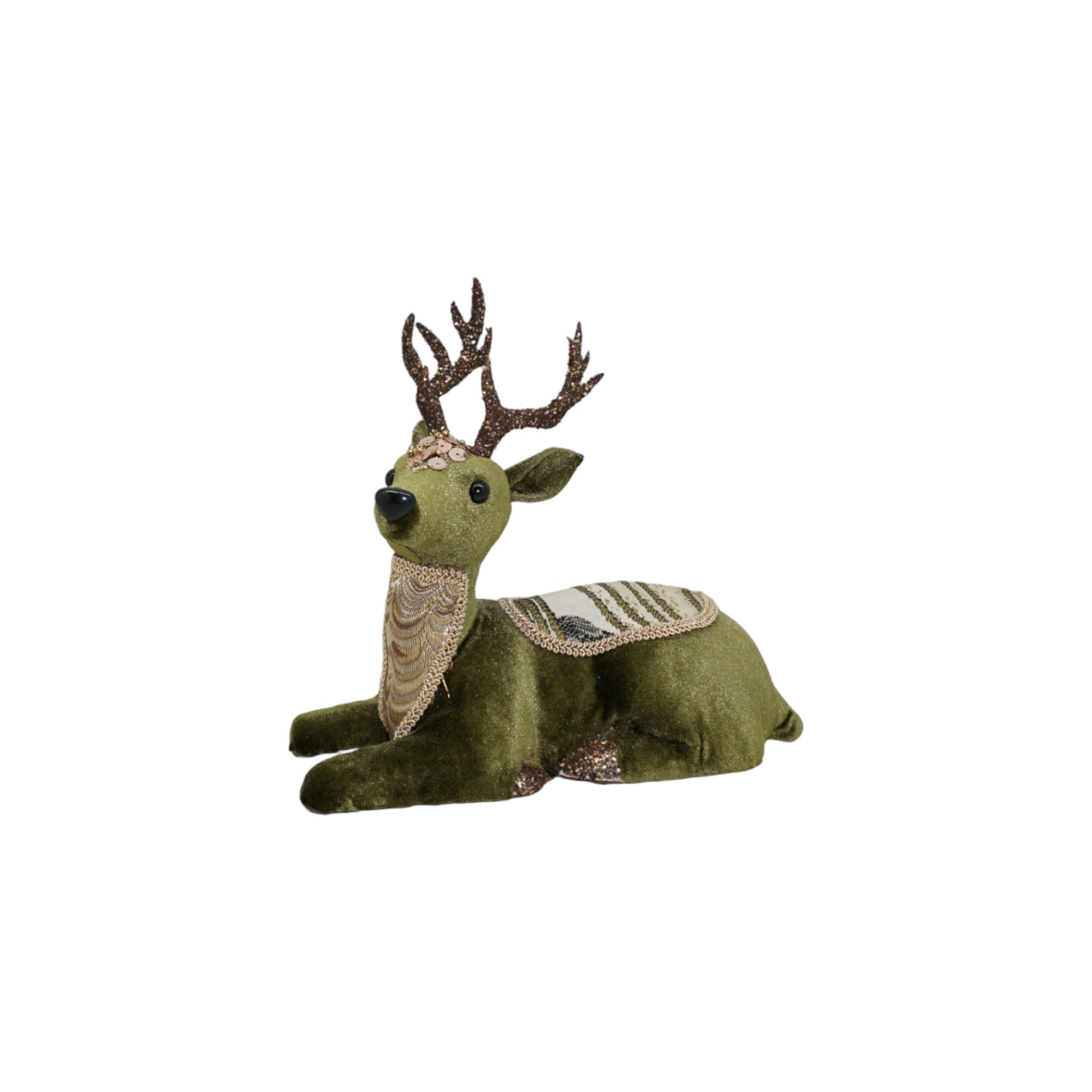 Darstellung von bekleideter Hirsch liegend