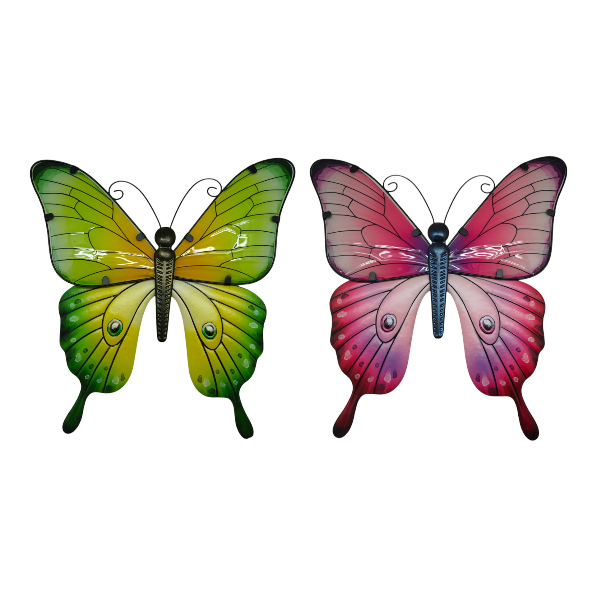 Darstellung von Mehrfarbiger Schmetterling Glas 2-fach sort.