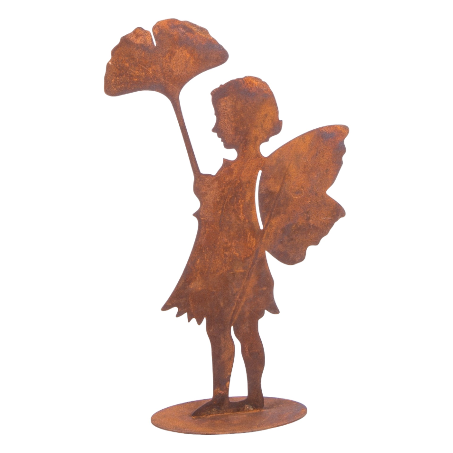 Darstellung von Elfenmädchen mit Ginkoblatt mi., h= 30 cm