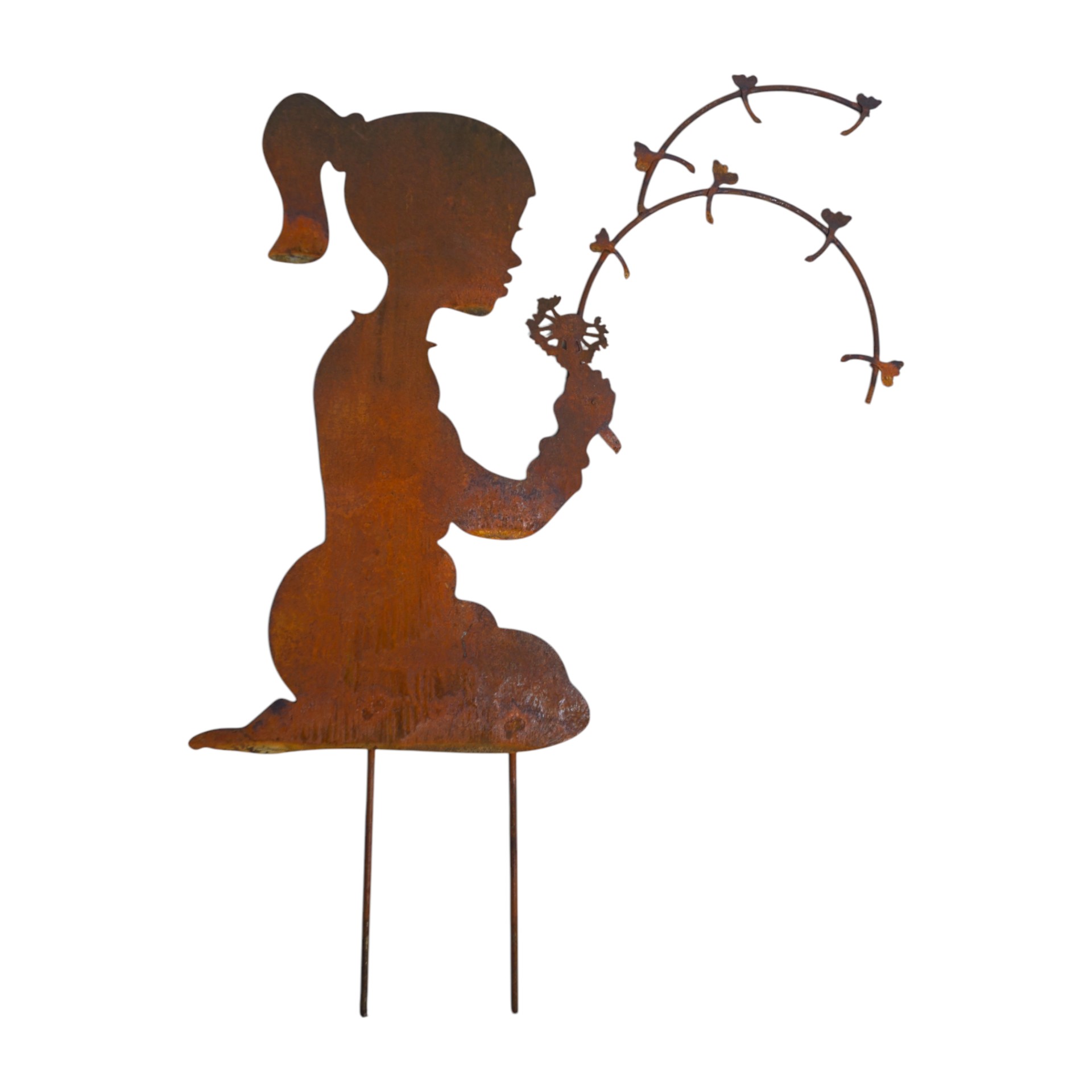 Darstellung von hockendes Mädchen mit Löwenzahn zum Stecken