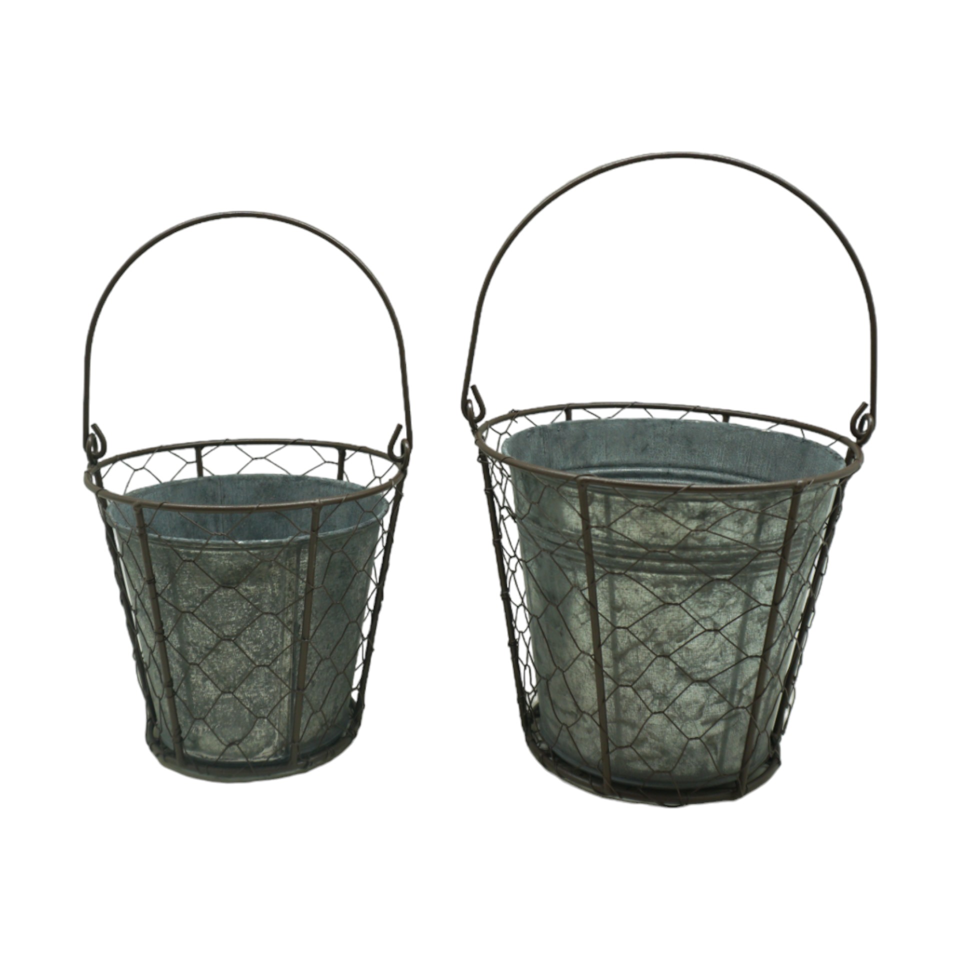 Darstellung von Draht Zink Topf grey washed gross