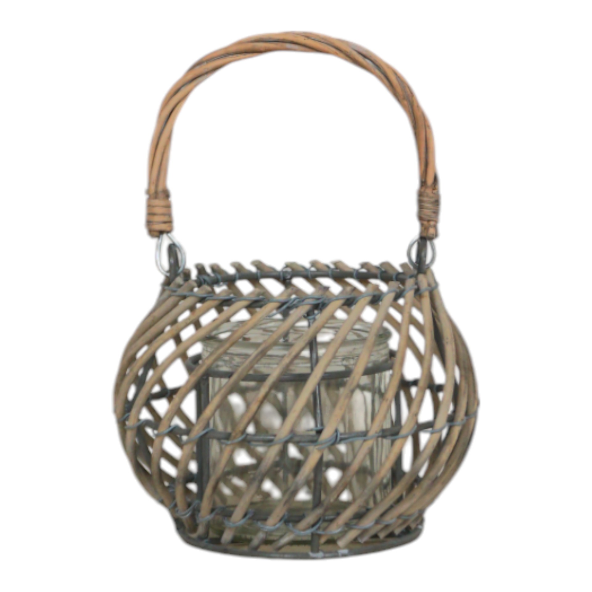 Darstellung von Windlicht Bambus gross  mit Glas