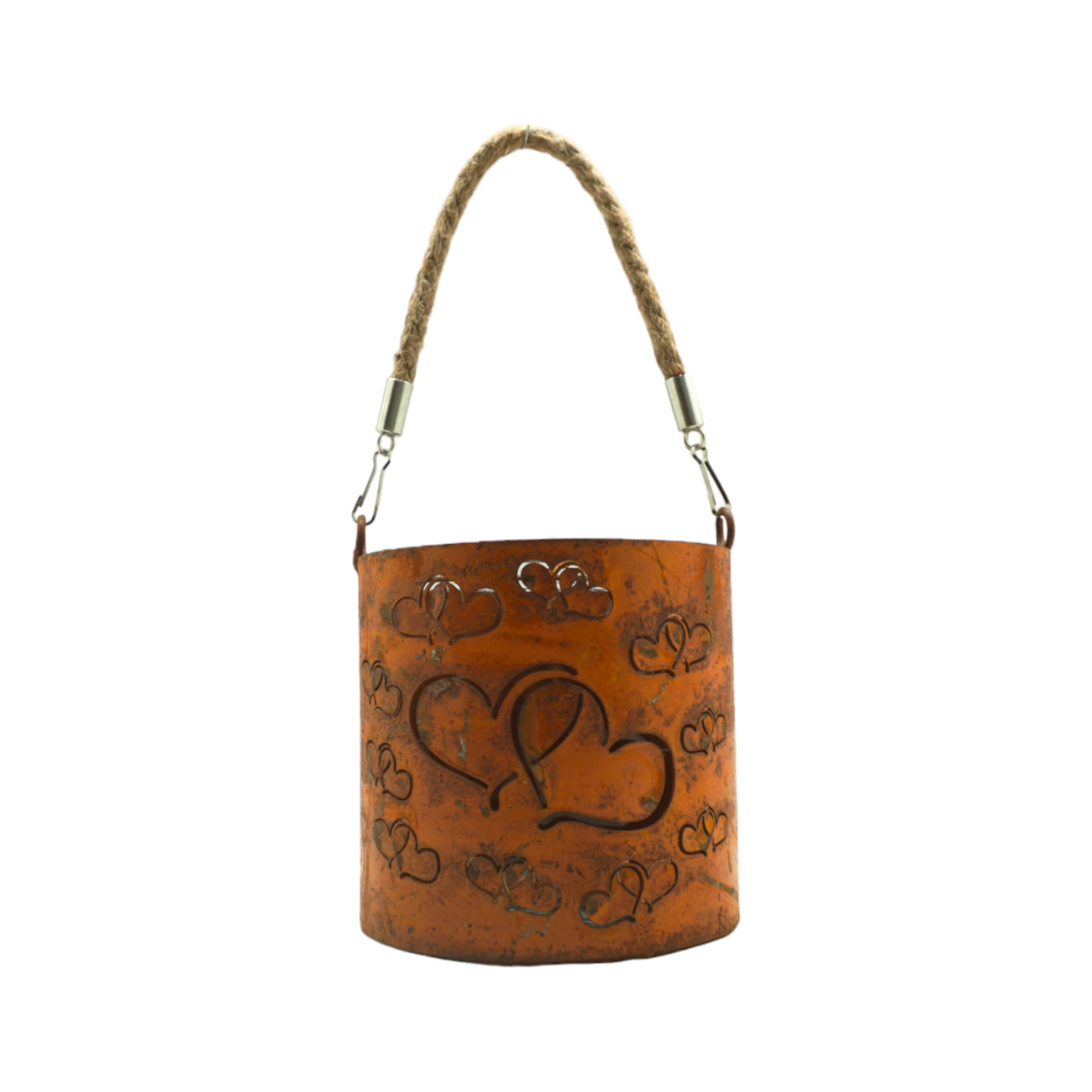 Darstellung von Windlicht Herzmotiv m. Seil inkl. Glas mittel