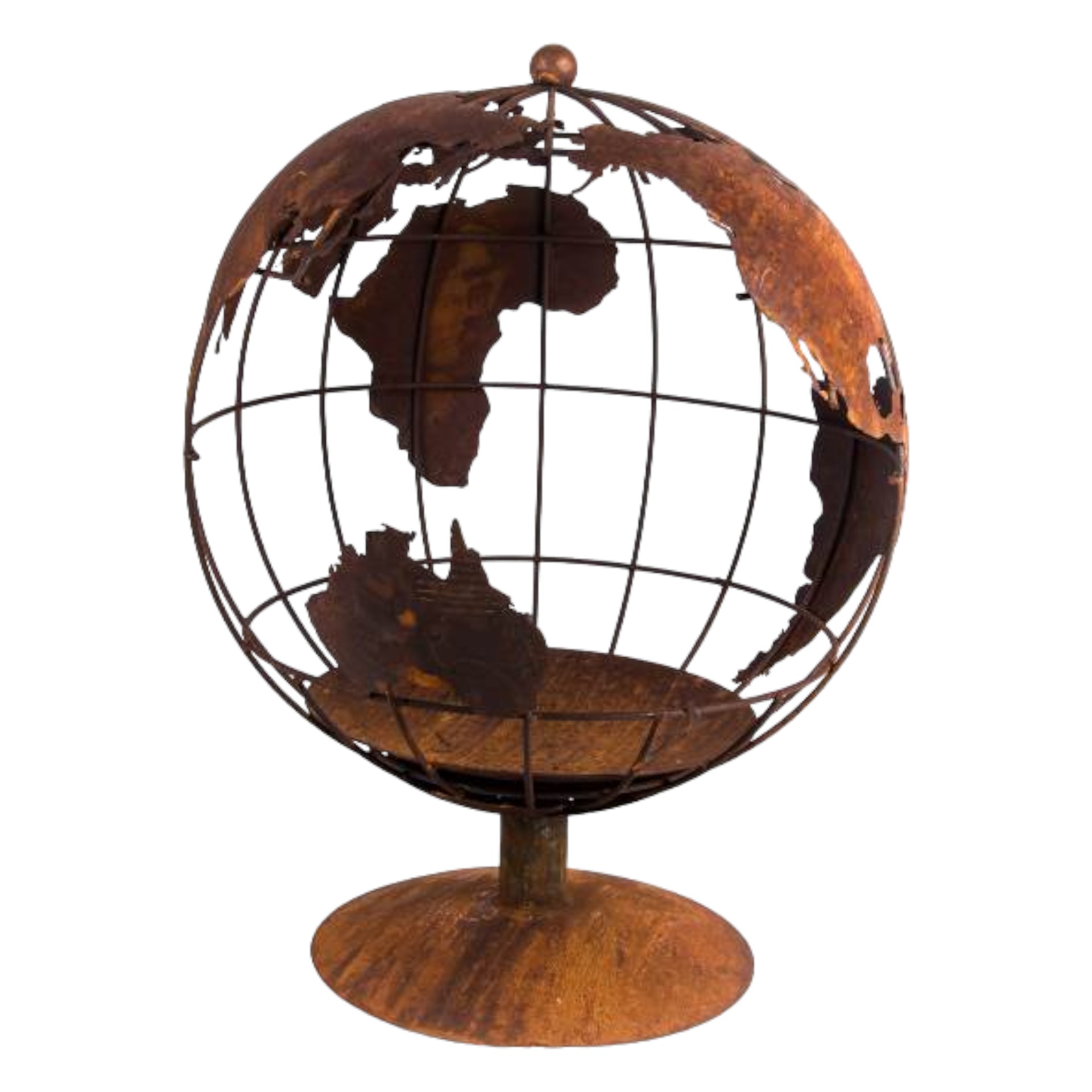 Darstellung von Feuerstelle/ -schale Globus gross rost