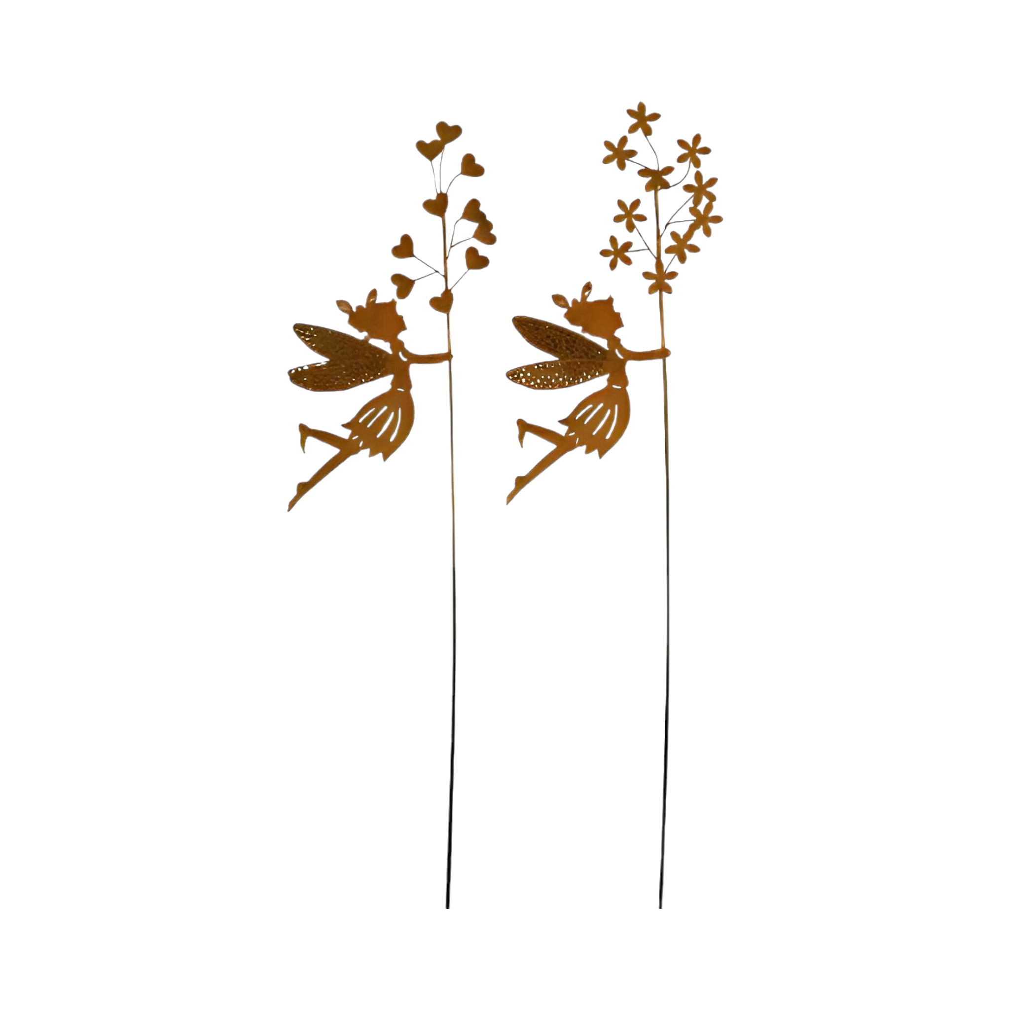 Darstellung von Rostelfen a. Stab hängend sort. Herz/Blume