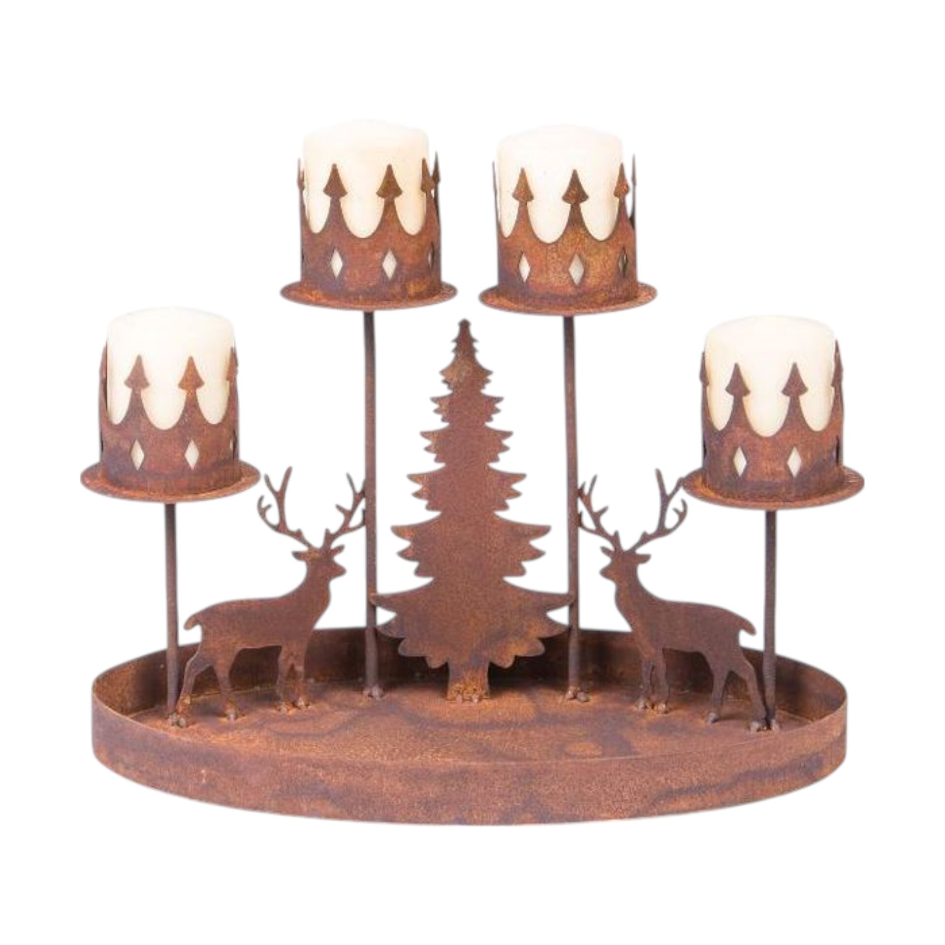 Darstellung von ovaler Teller mit 4 Kerzenhalter Krone