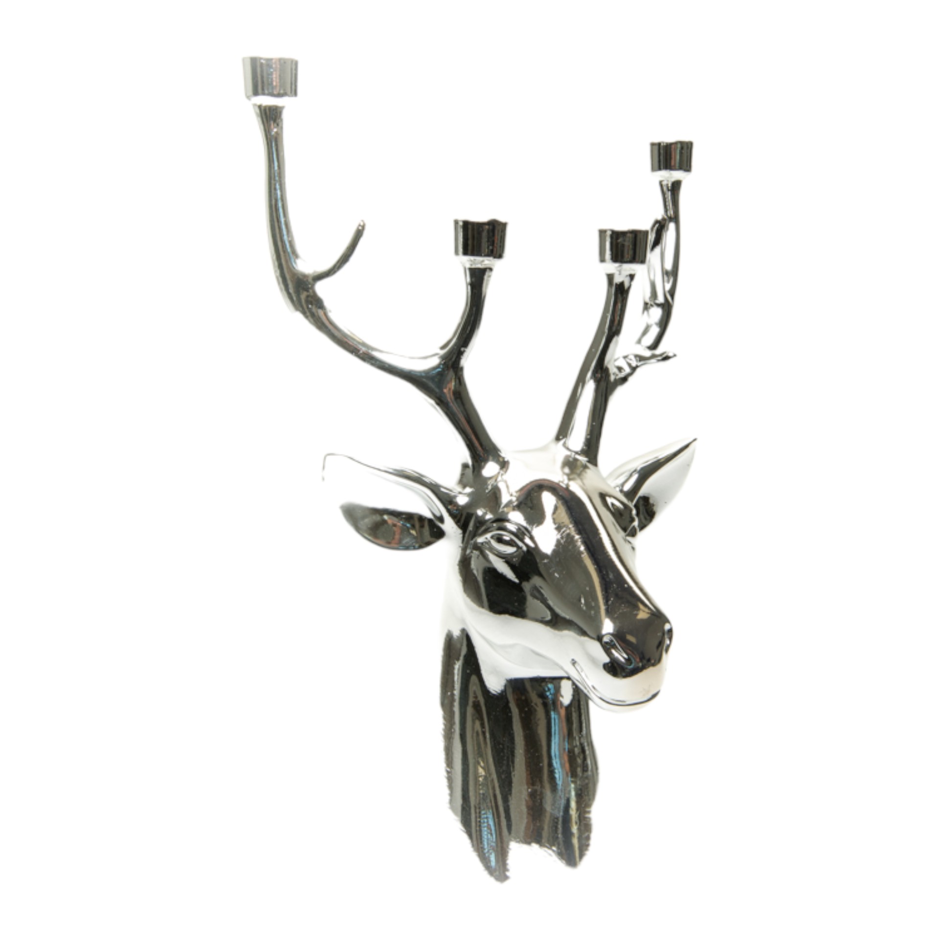 Darstellung von RP Hirschkopf silber gross mit 4 Kerzenhaltern