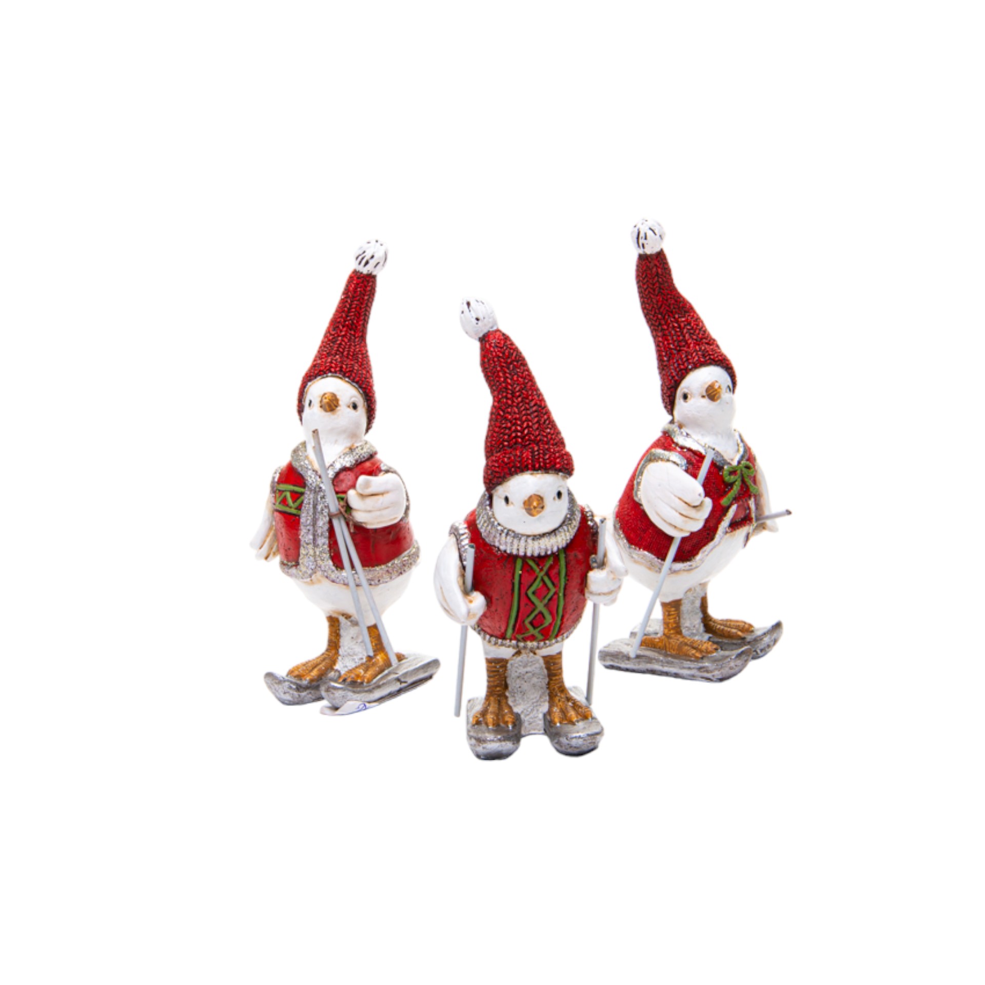 Darstellung von Skifahrer Vogel mit roter Mütze sortiert