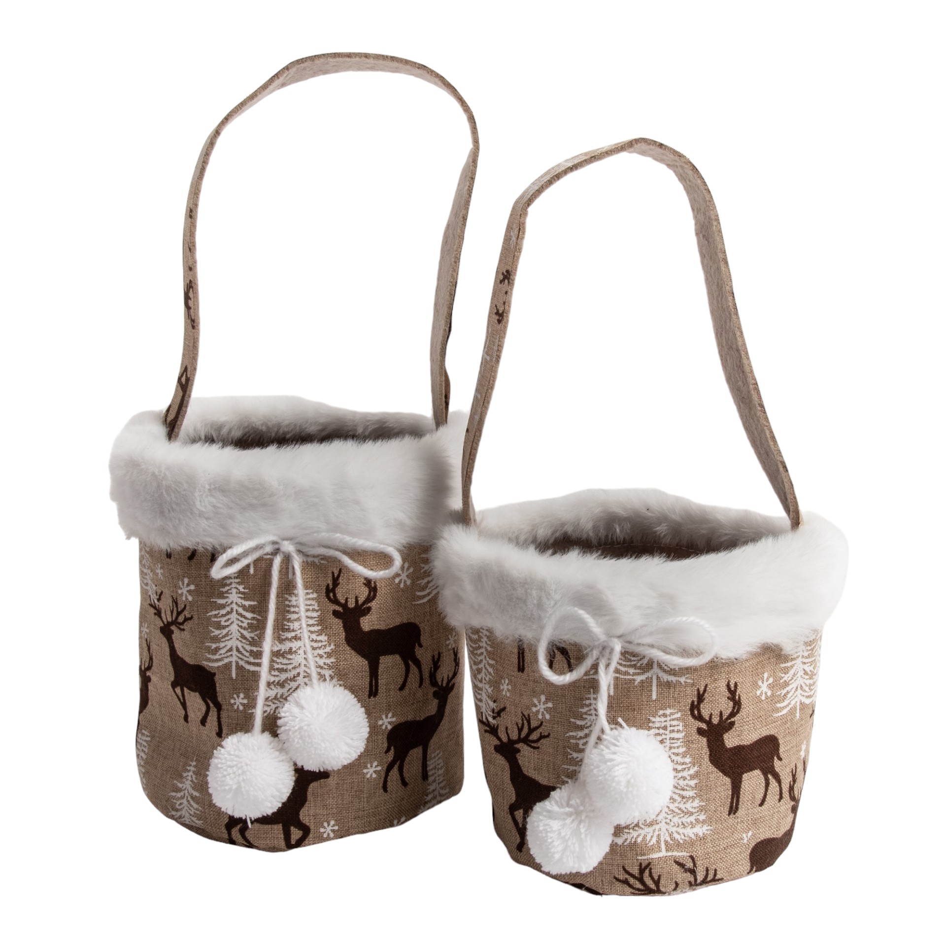 Darstellung von Tasche rund braun Snowball Hirsche 2 Henkel