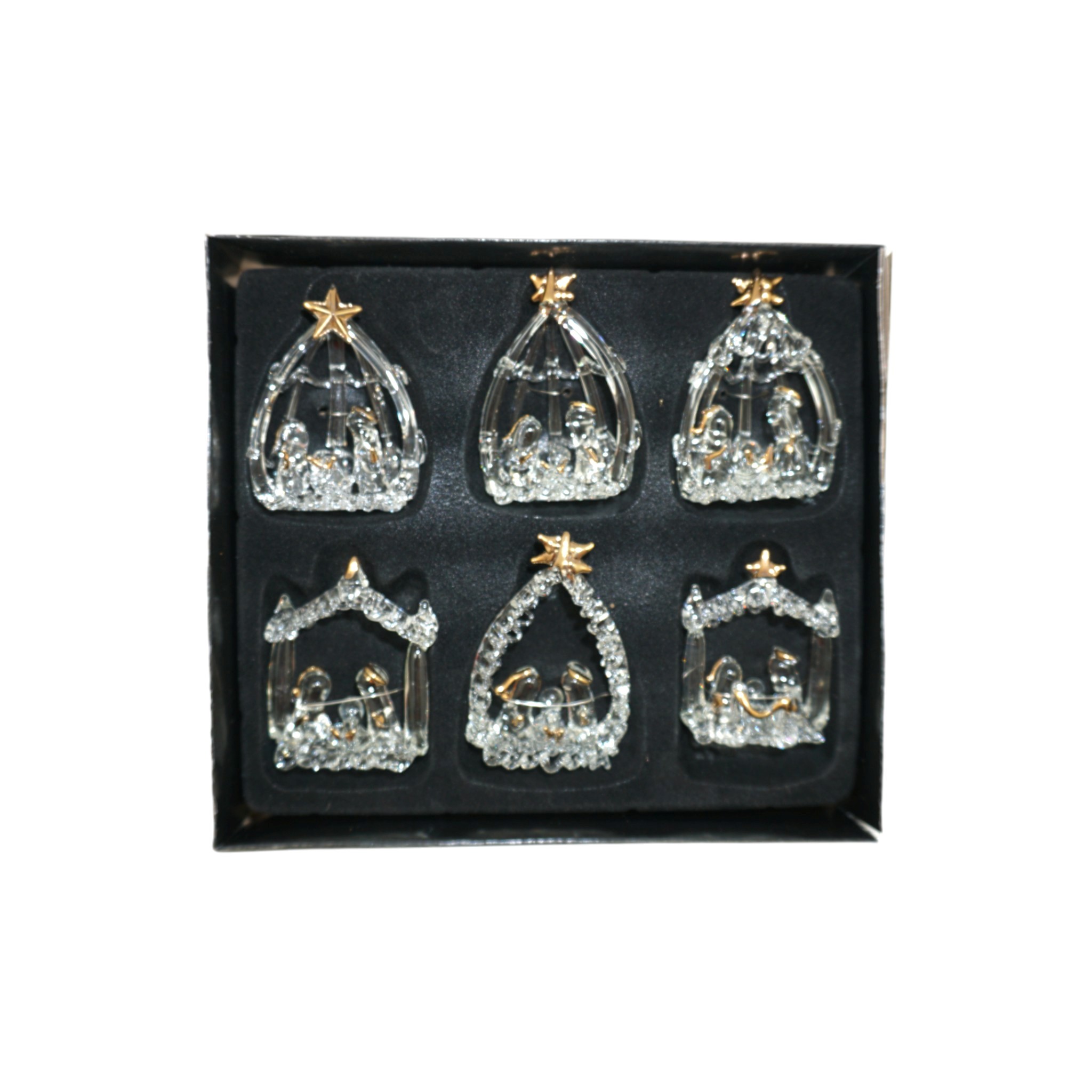 Darstellung von Glaskrippenbox 6-tlg, natur/ gold