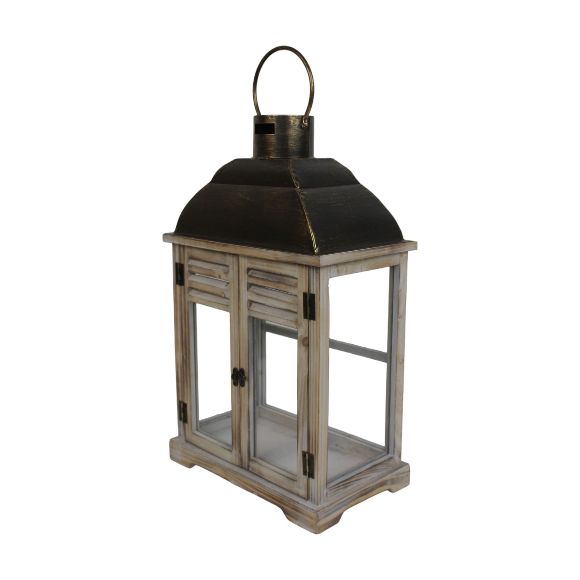 Darstellung von Holzlaternenset 2-tlg. rechteckig mit 2 Türen