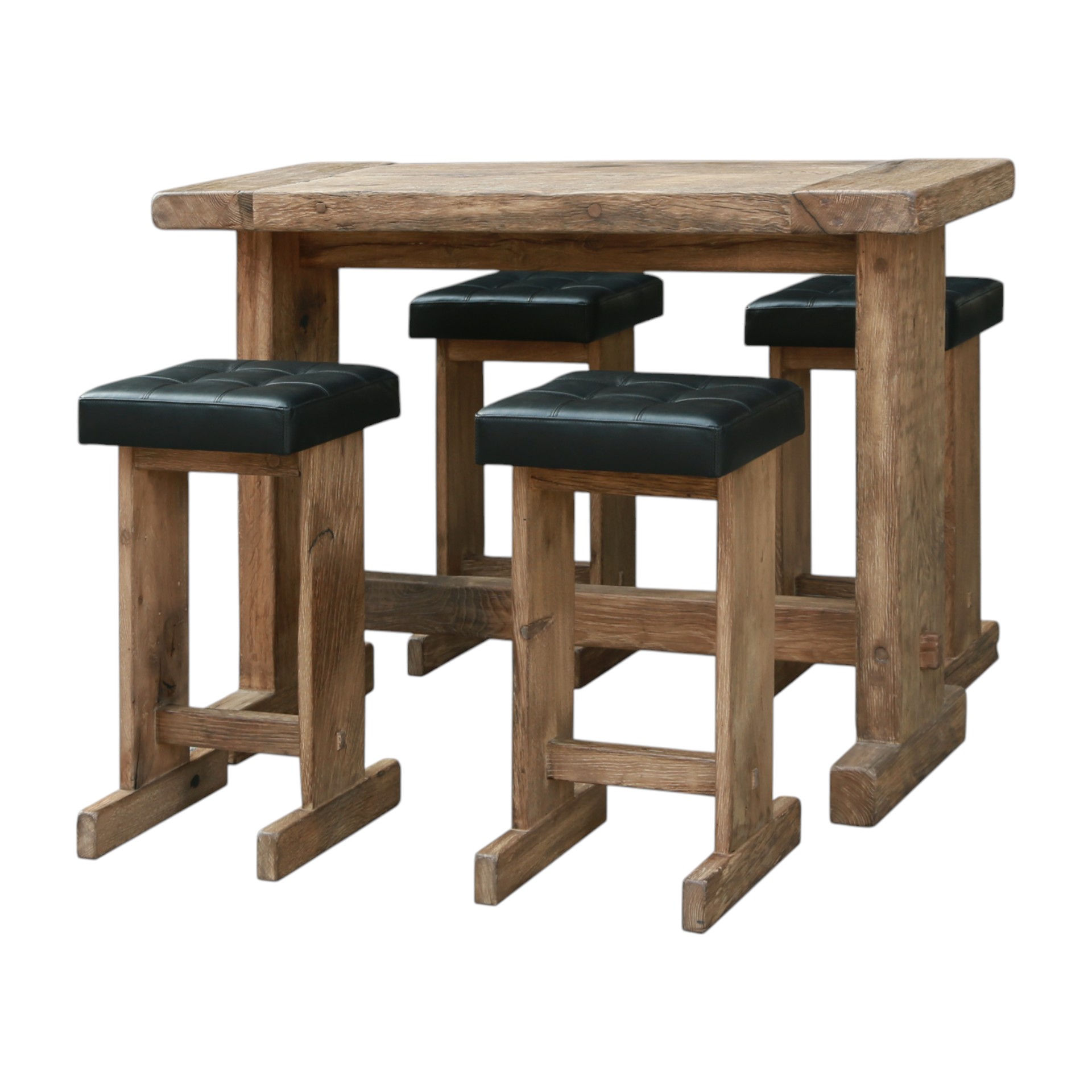 Darstellung von SET Bartisch inkl. 4 Hocker, 5-tlg. recycling Pinie