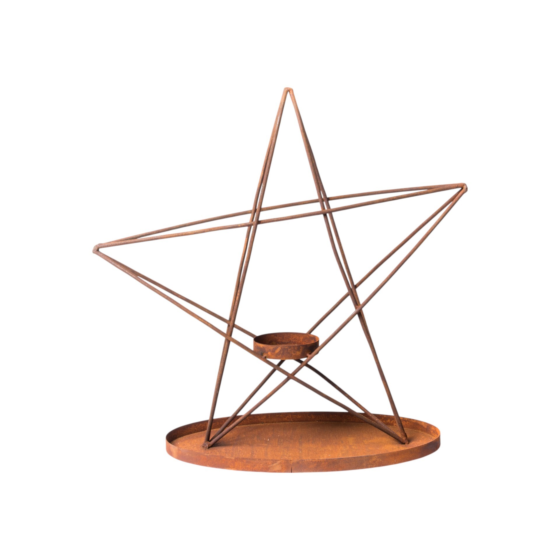 Darstellung von ovaler Teller 37279  mit Drahtstern inkl. Glas gross rost