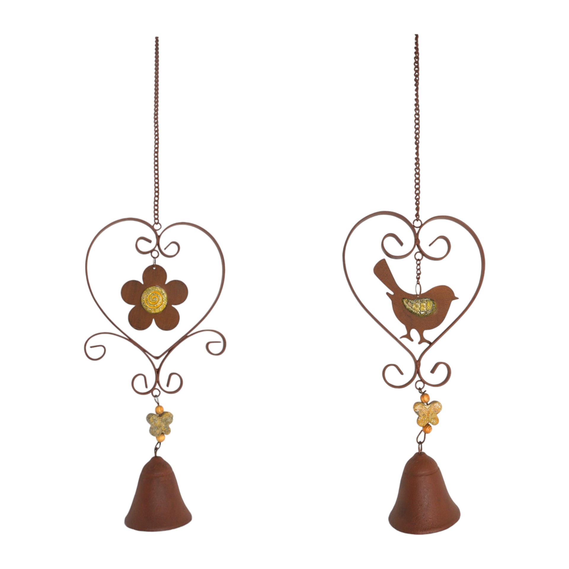 Darstellung von Blume/Vogel Herz Hänger m. Glocke