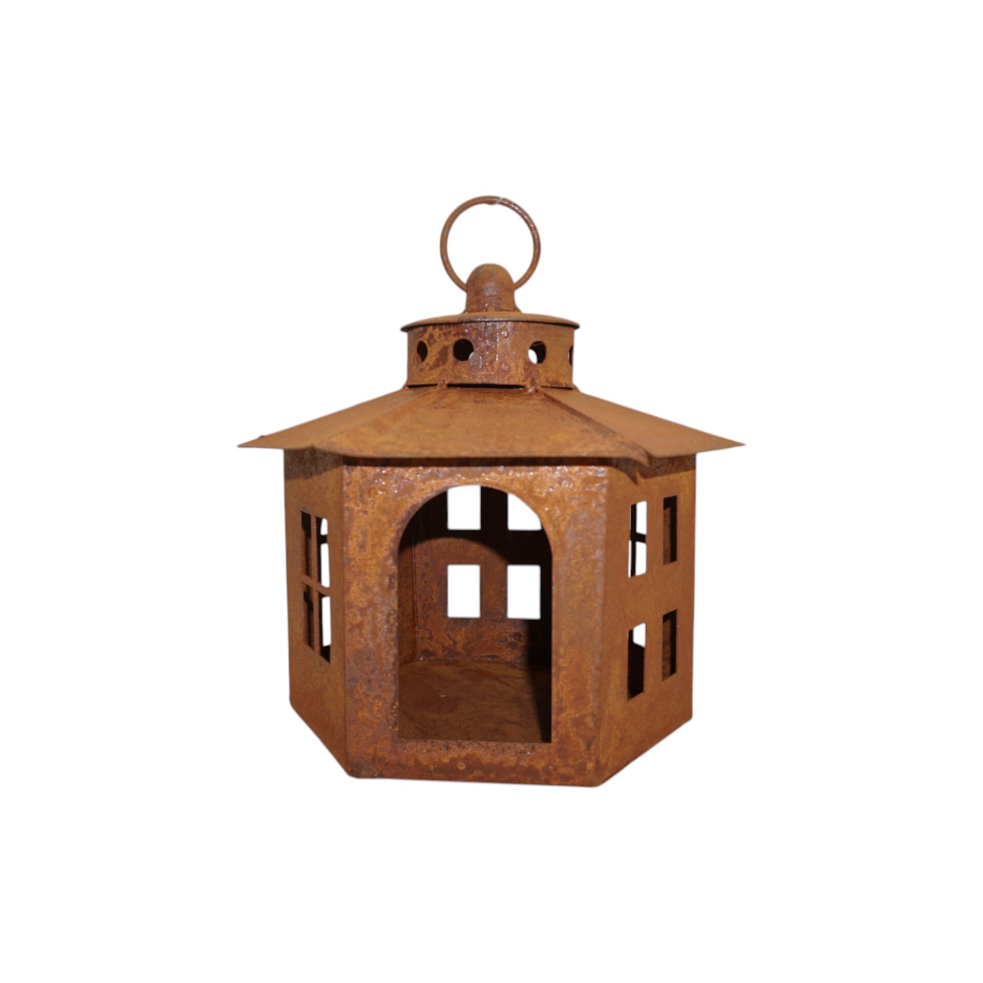 Darstellung von Vogelhaus sechseckig rost m. Ring