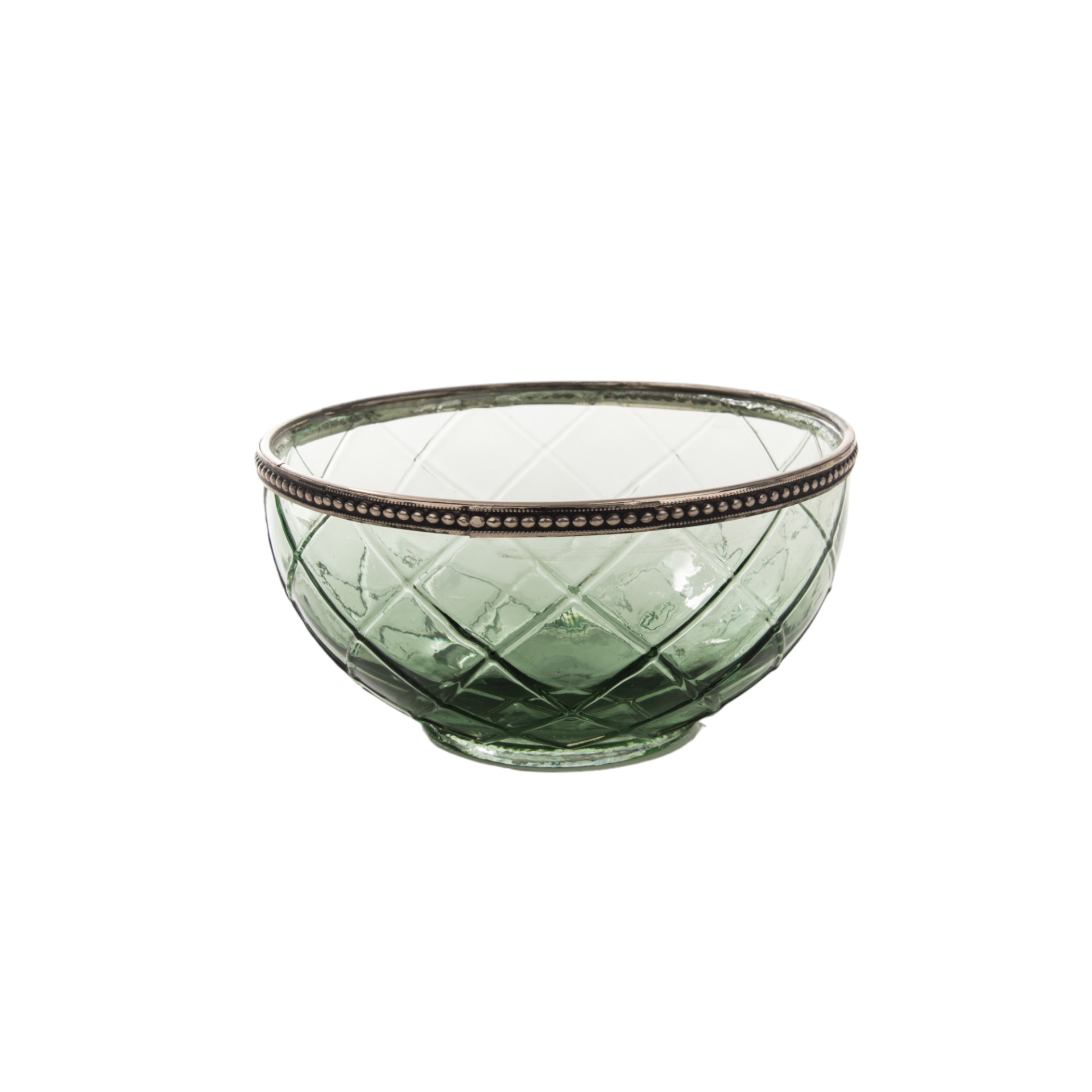 Darstellung von Glasschalen gross m. Metallrand sortiert