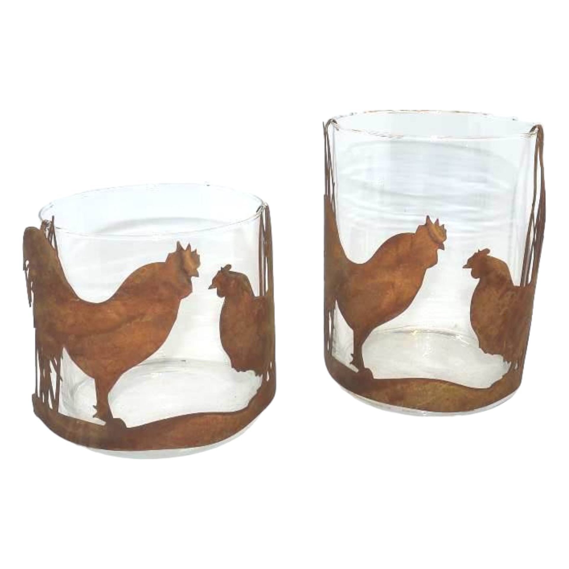 Darstellung von Windlicht  halbrund Hahn/ Henne