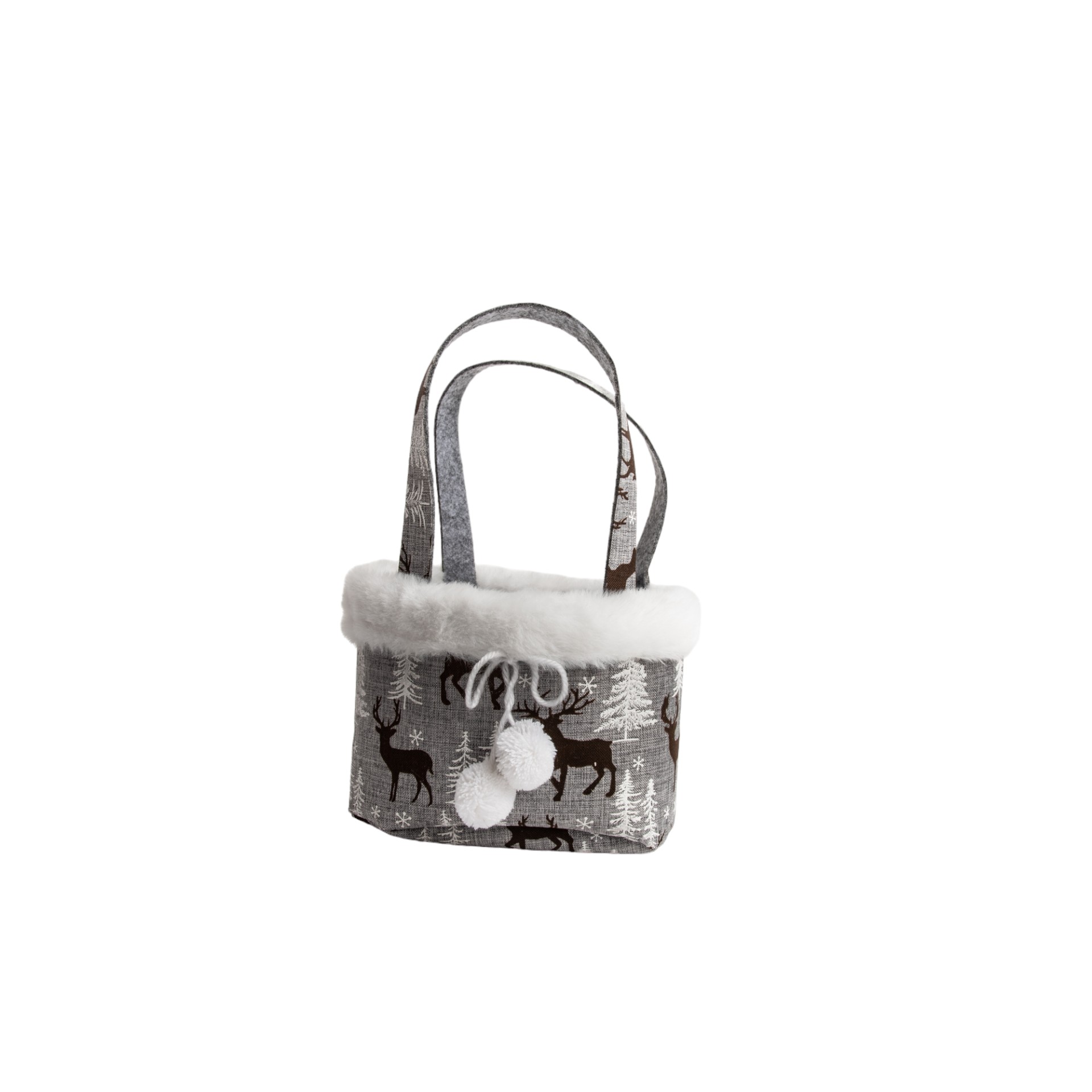 Darstellung von Tasche rund grau Snowball Hirsche 2 Henkel