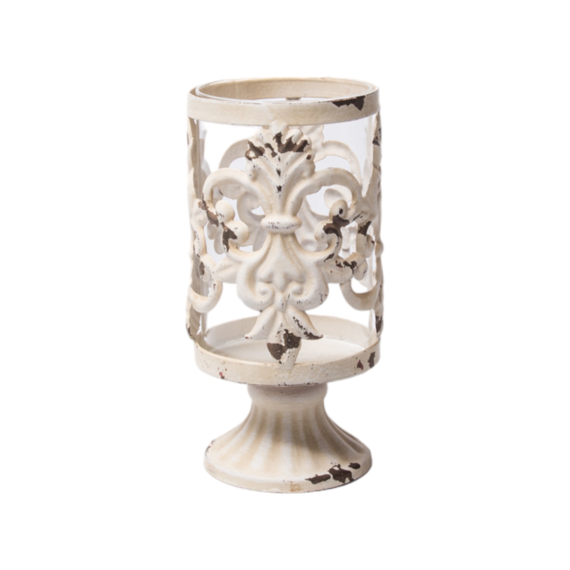 Darstellung von RP Windlicht auf Fuss offen antikcreme