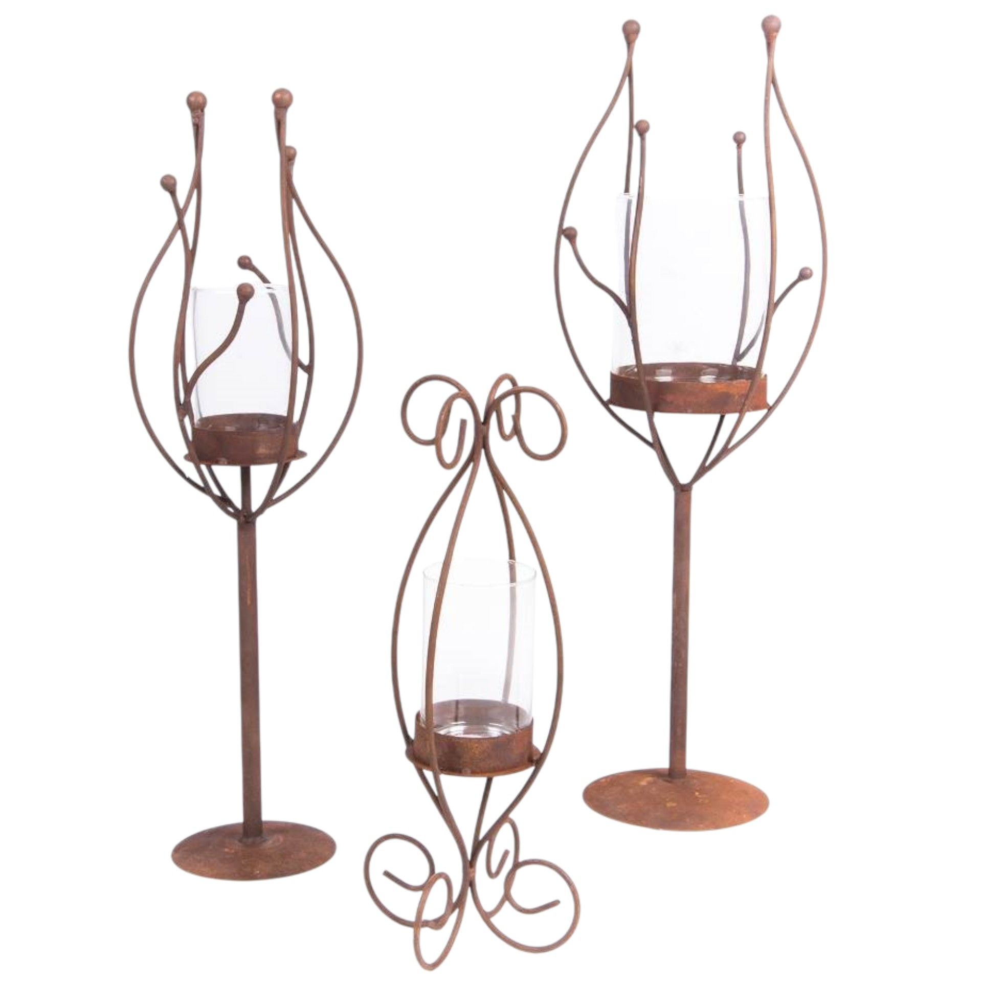 Darstellung von Kerzenhalte rmit Füsse mit Glas gebogen, 15x45 cm