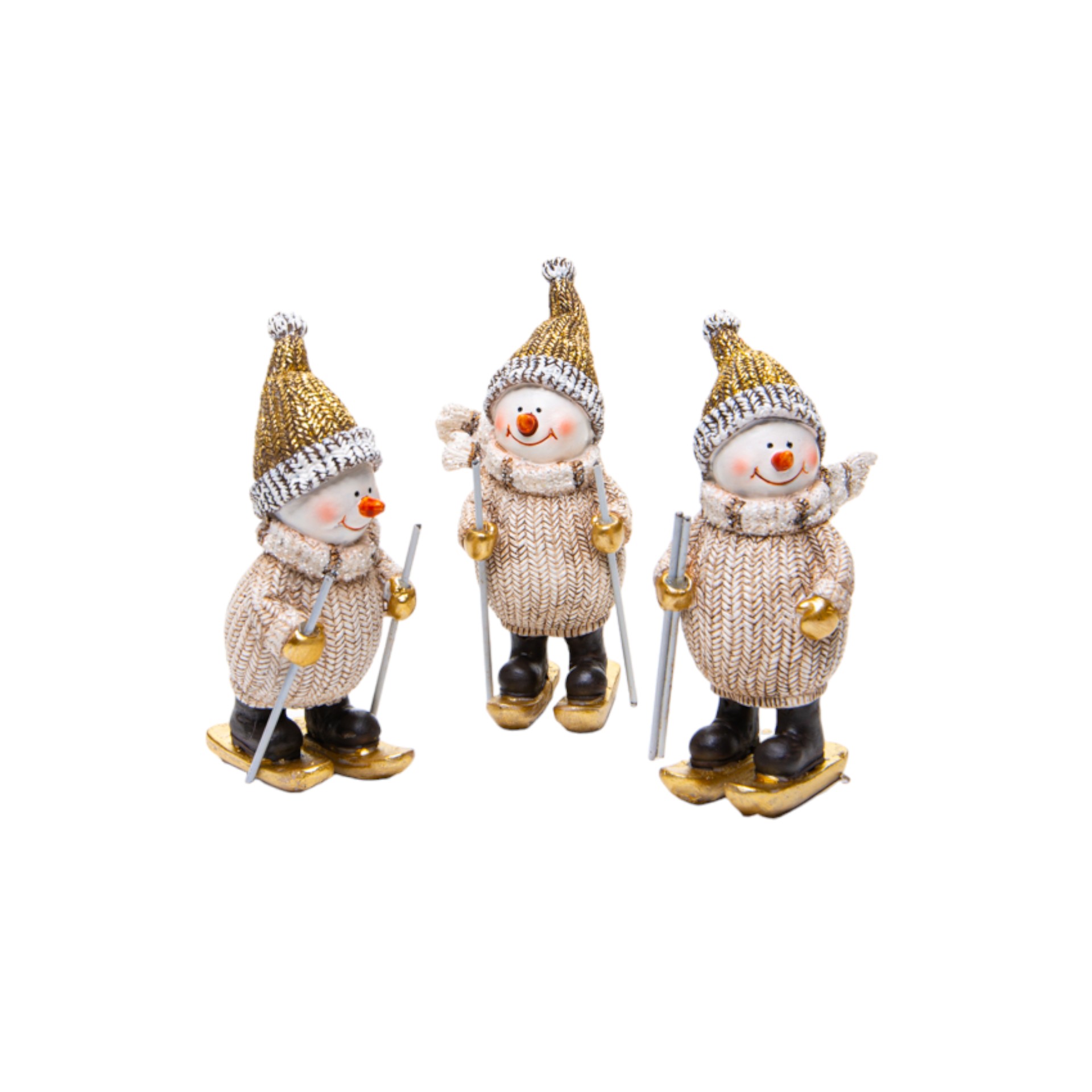 Darstellung von Skifahrer Schneemann mit goldener Mütze